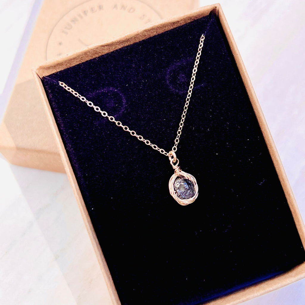 Raw Black Diamond Wrapped Necklace