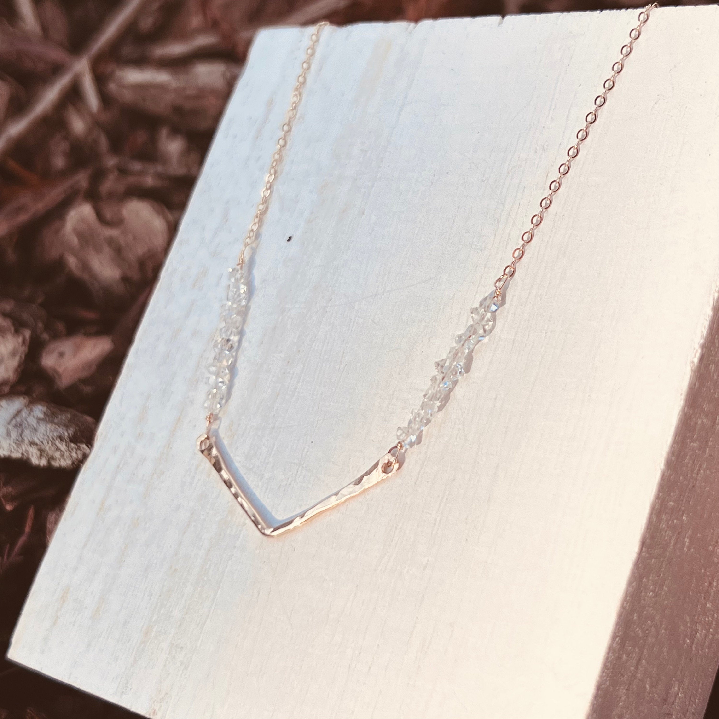 Herkimer Diamond Chevron Necklace