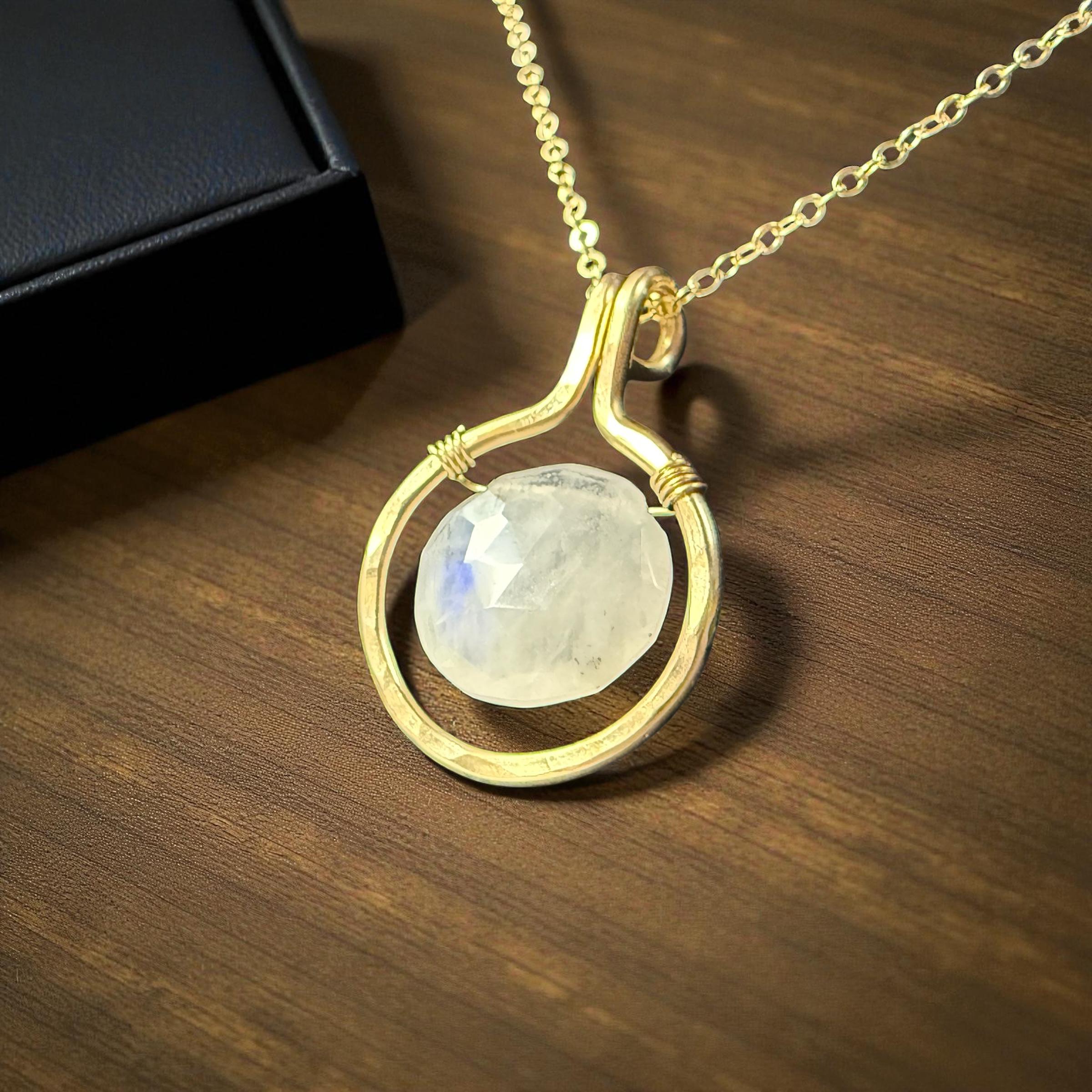Framed Round Moonstone Necklace