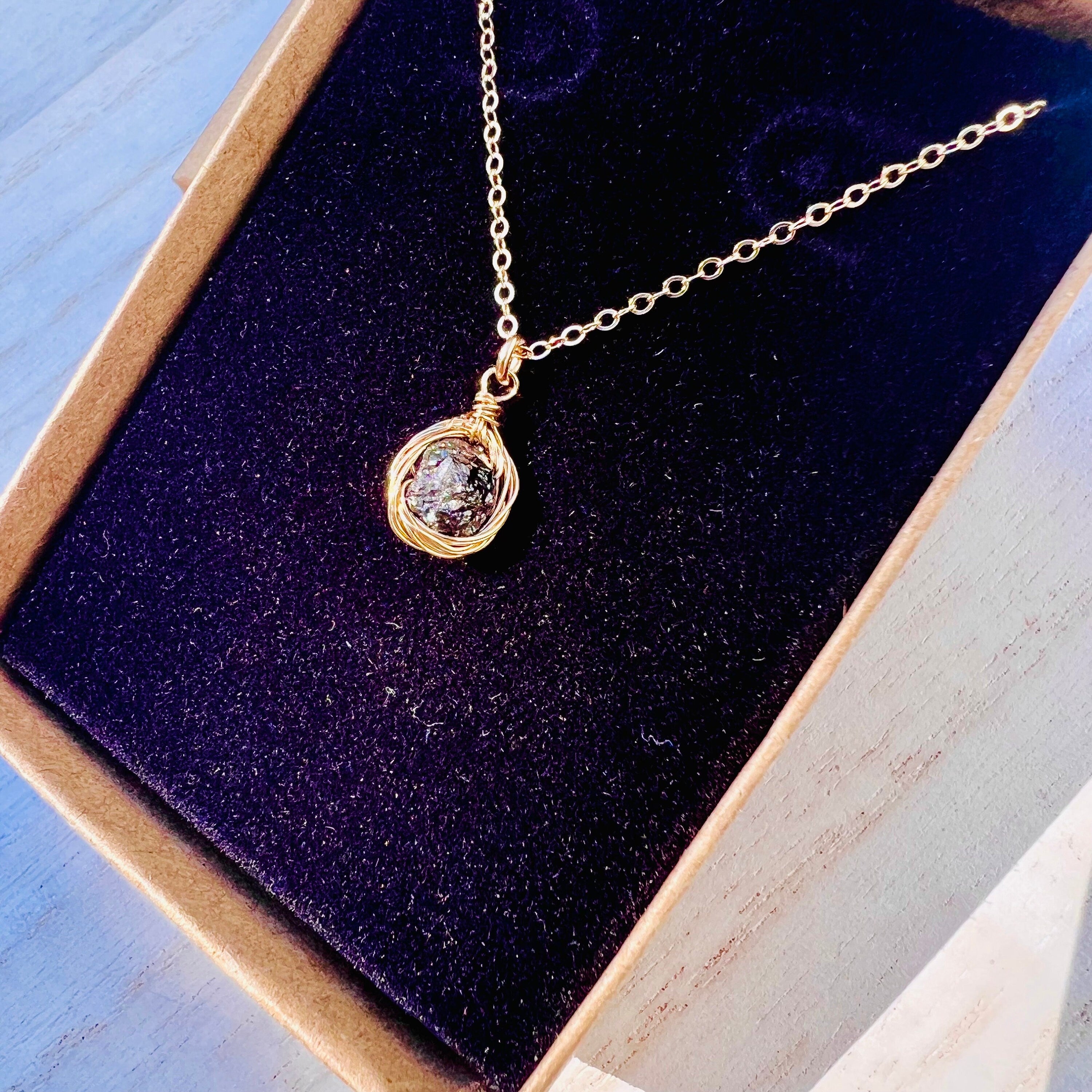 Raw Black Diamond Wrapped Necklace