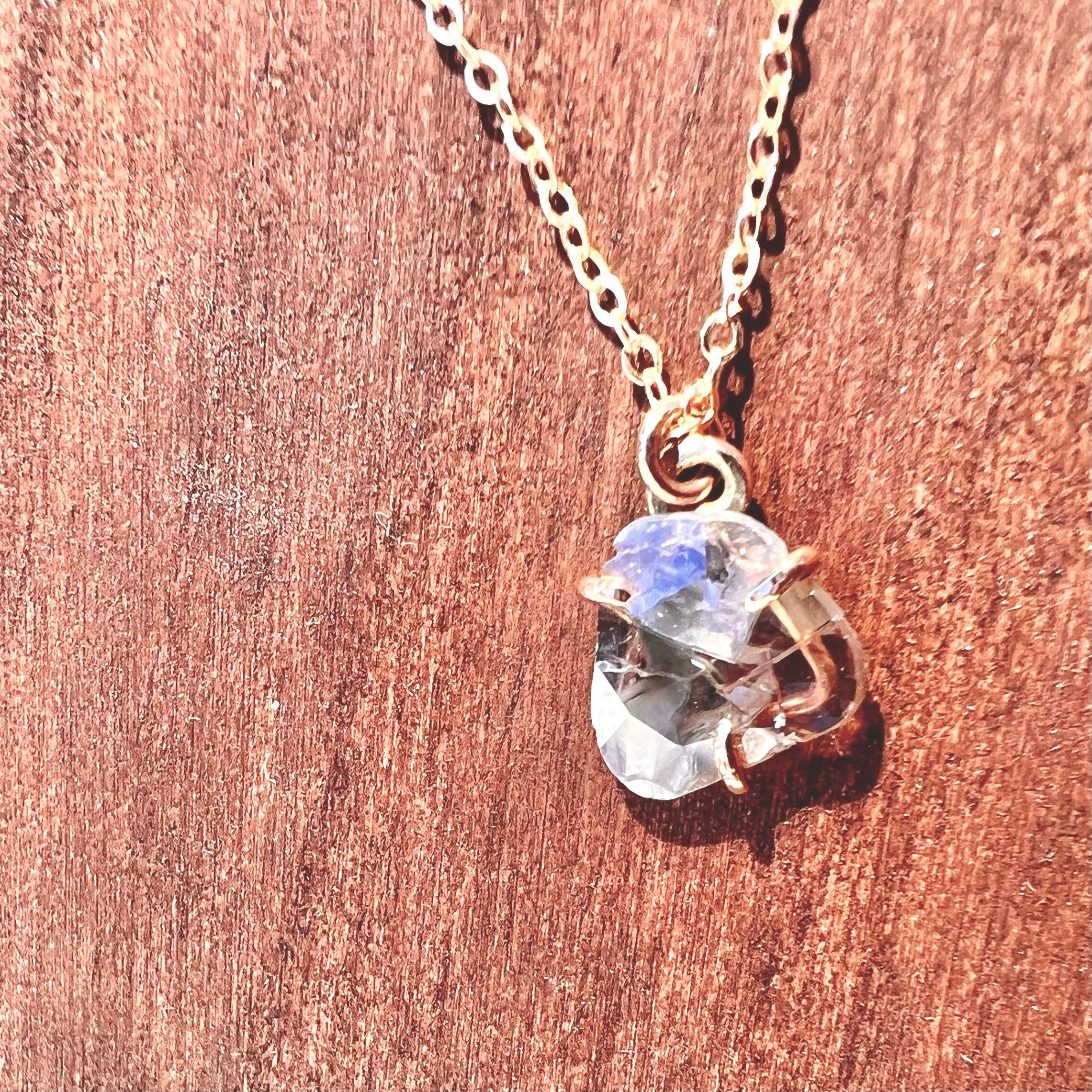 Diamond Necklace - Salt and Pepper Diamond Slice Necklace - April Birthstone