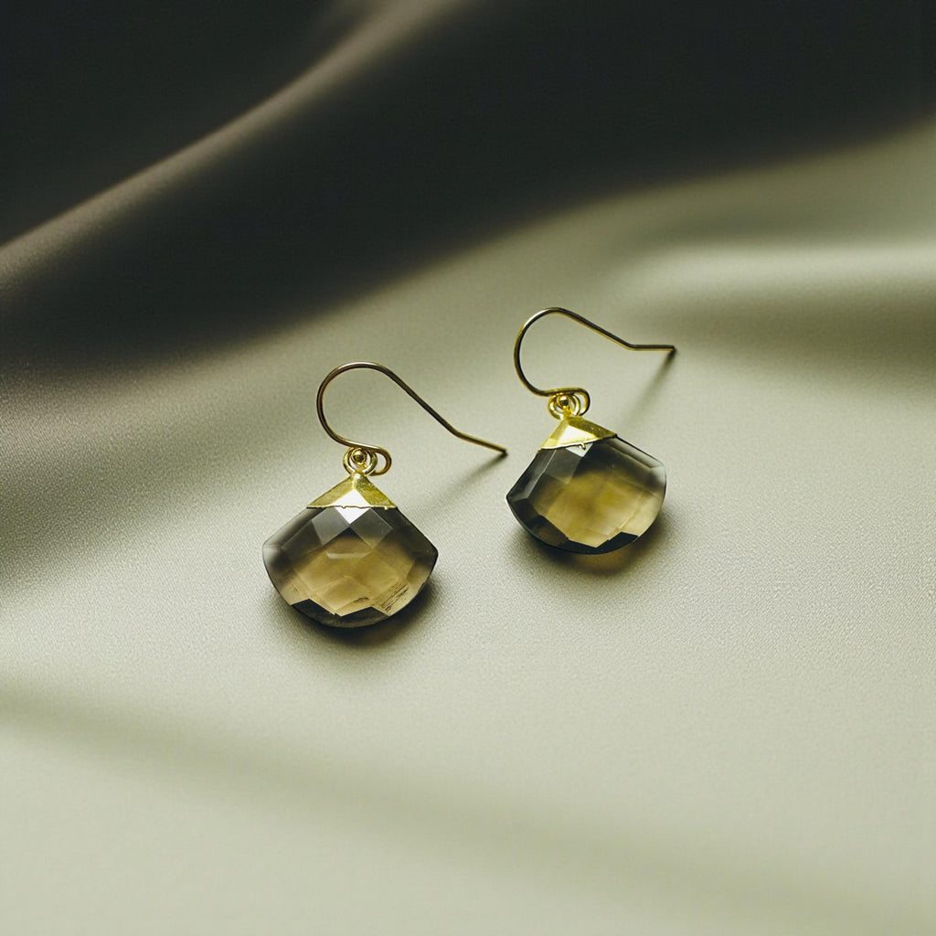 Smokey Quartz Fan Earrings