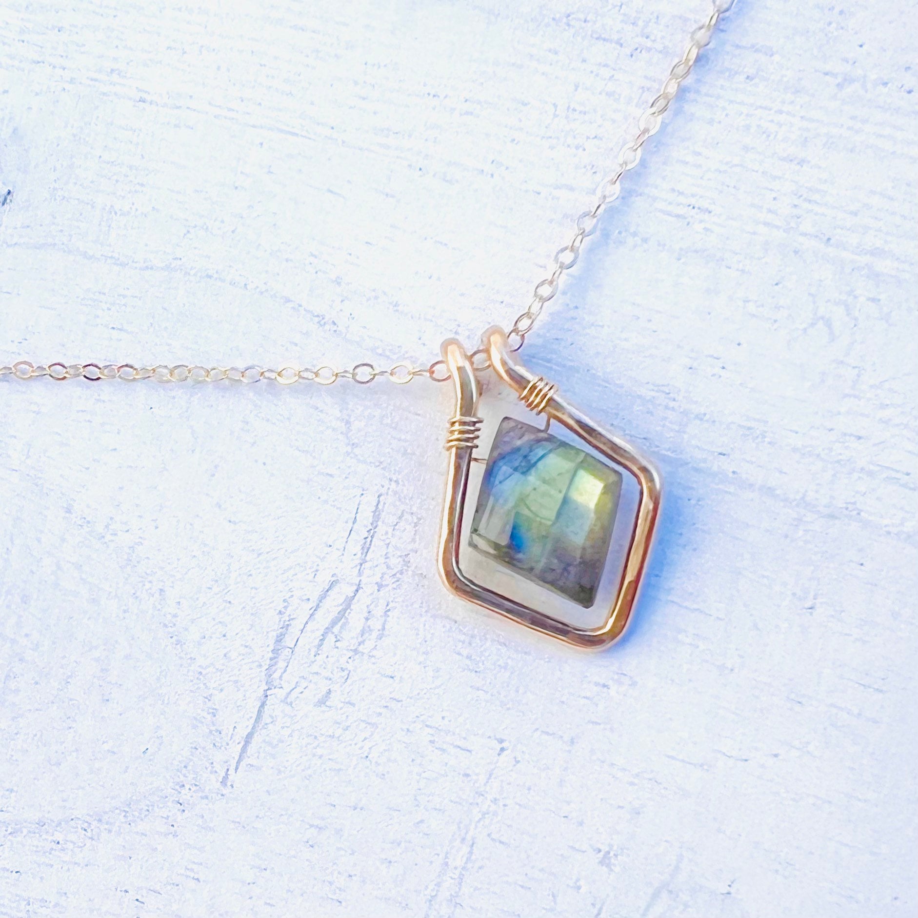 Framed Labradorite Diamond Necklace
