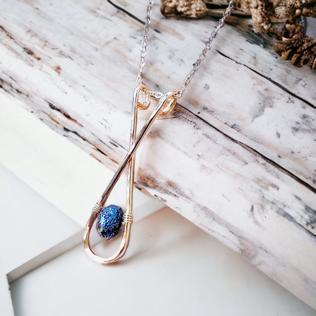 Raw Black Diamond Crossed Necklace