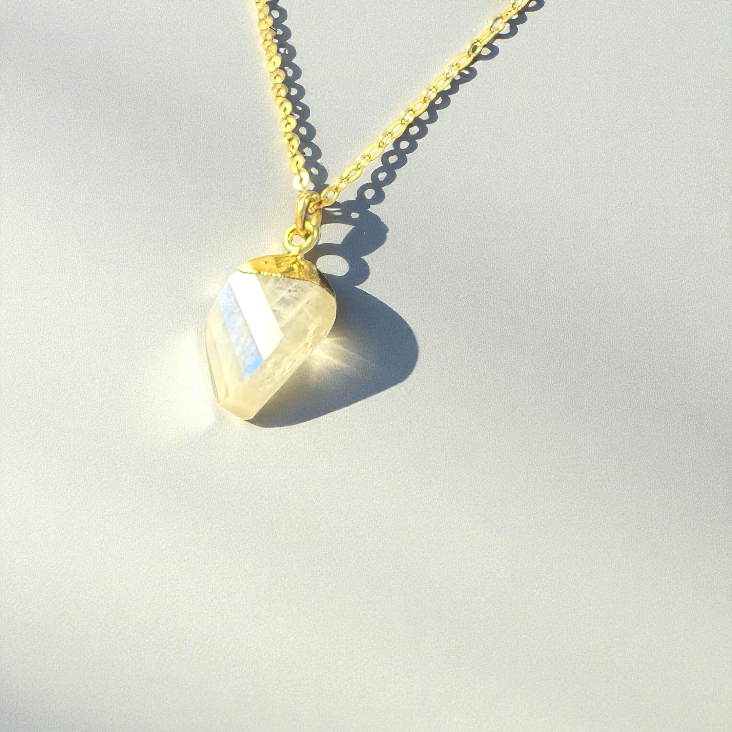Rainbow Moonstone Pear Necklace