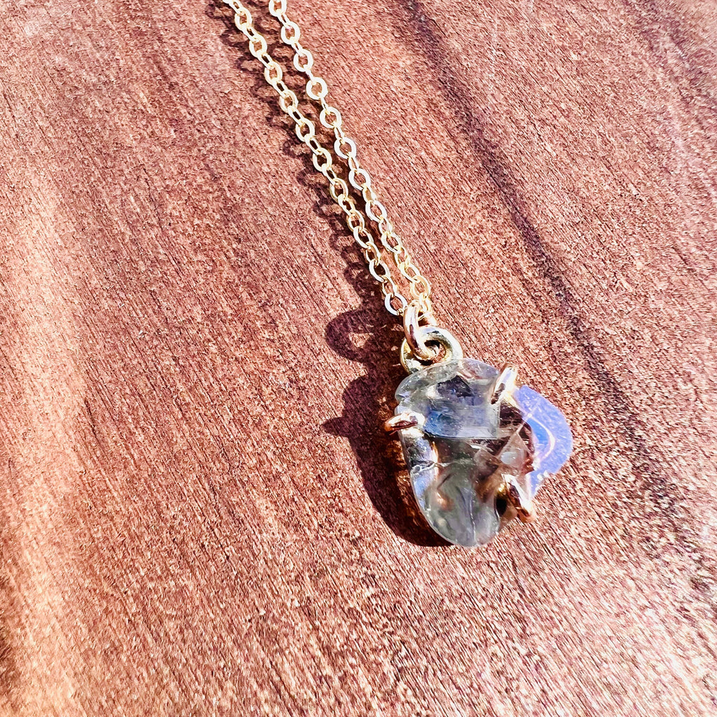 Diamond Necklace - Salt and Pepper Diamond Slice Necklace - April Birthstone