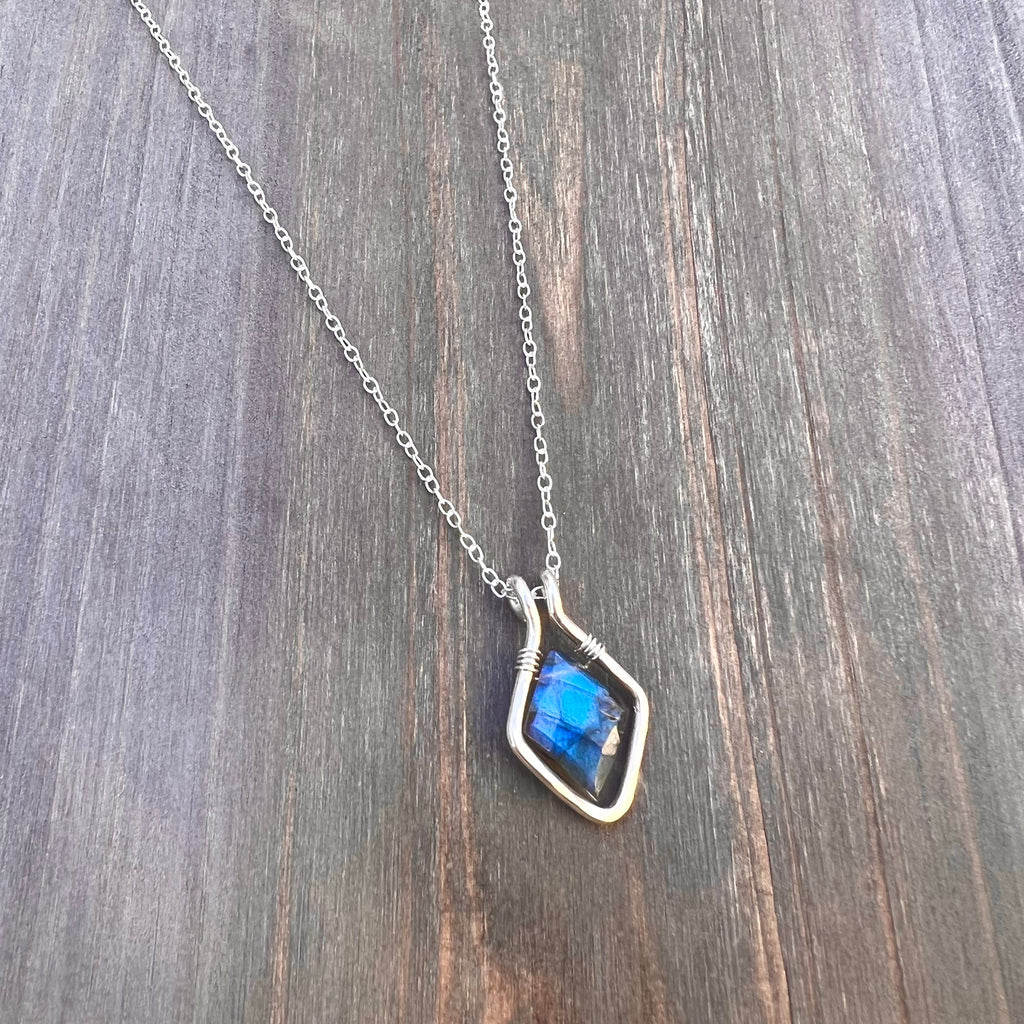Framed Labradorite Diamond Necklace