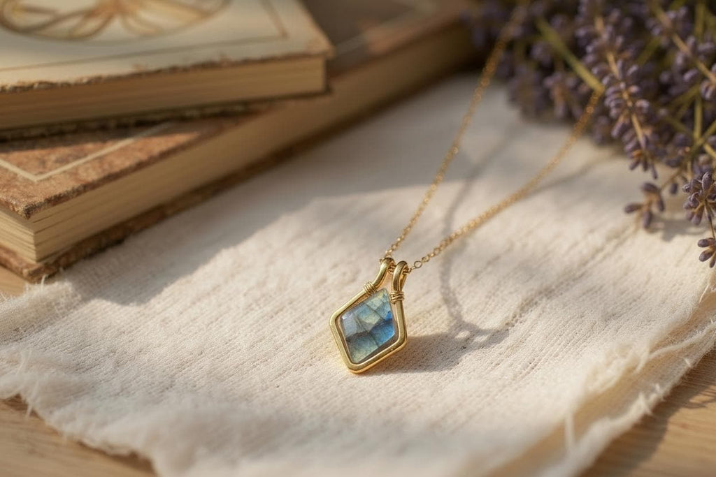 Framed Labradorite Diamond Necklace