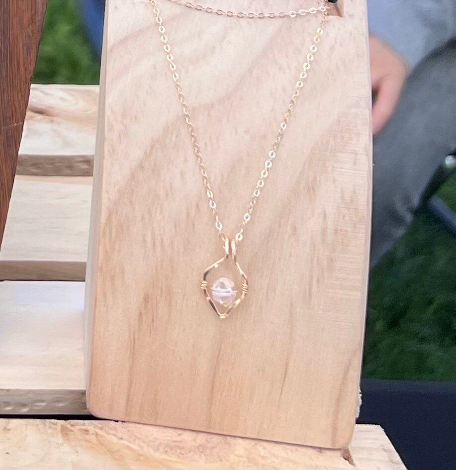 Herkimer Diamond Necklace Framed Floating Diamond Necklace