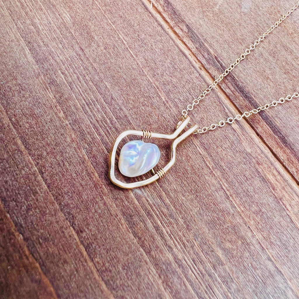 Keshi Pearl Necklace Framed Floating Pearl Necklace