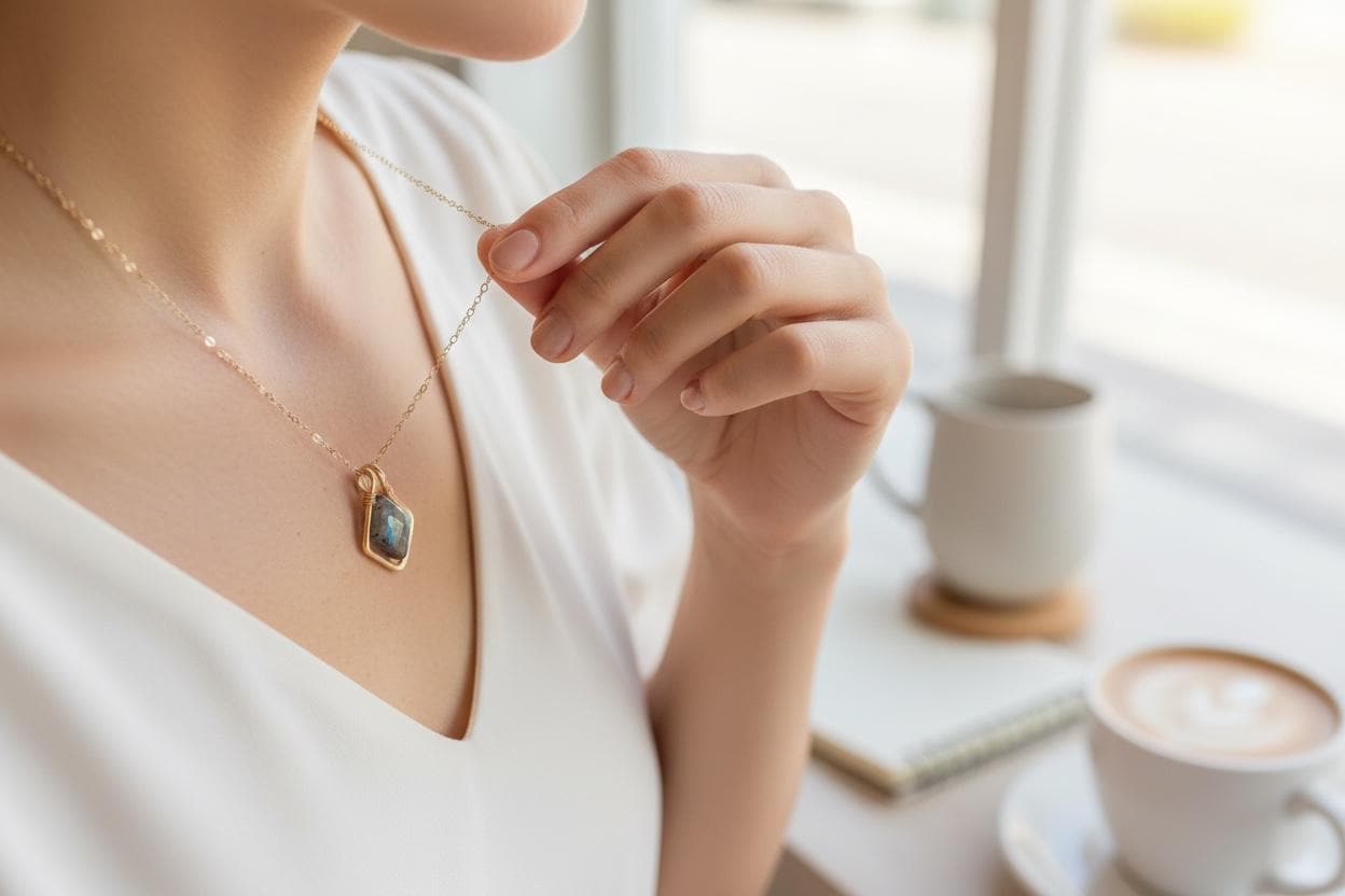 Framed Labradorite Diamond Necklace