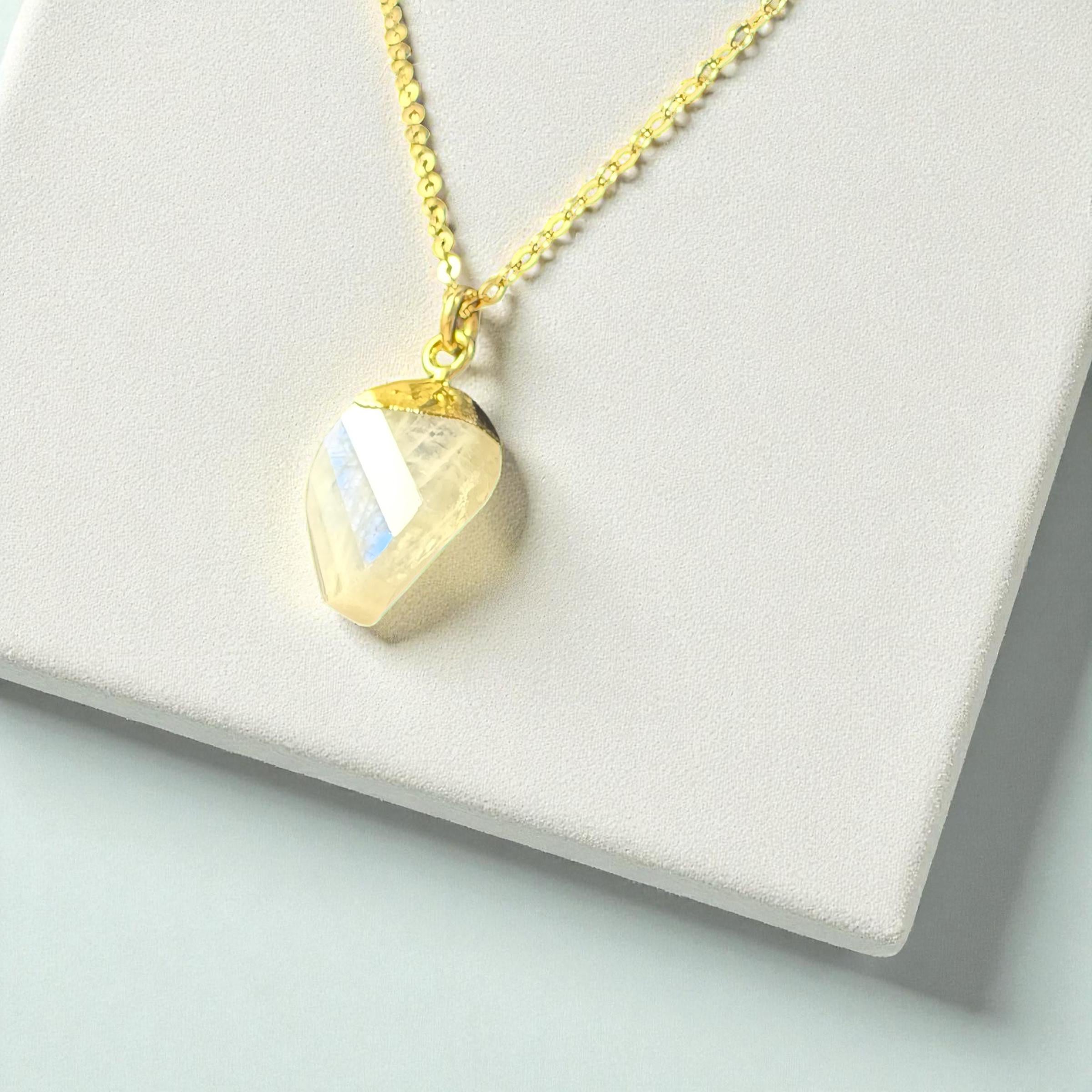 Rainbow Moonstone Pear Necklace