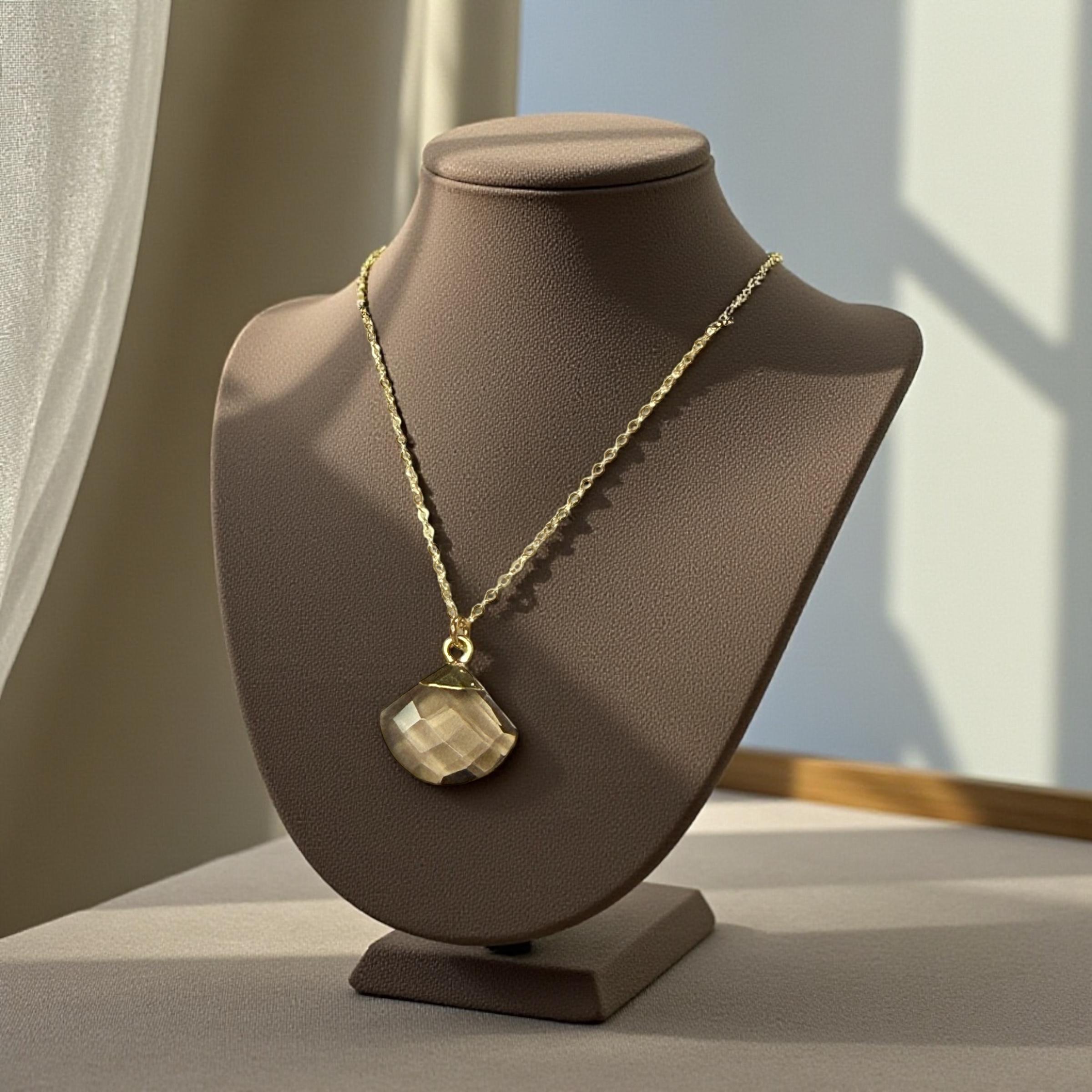 Smoky Quartz Fan Necklace