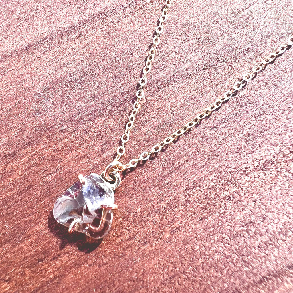 Diamond Necklace - Salt and Pepper Diamond Slice Necklace - April Birthstone