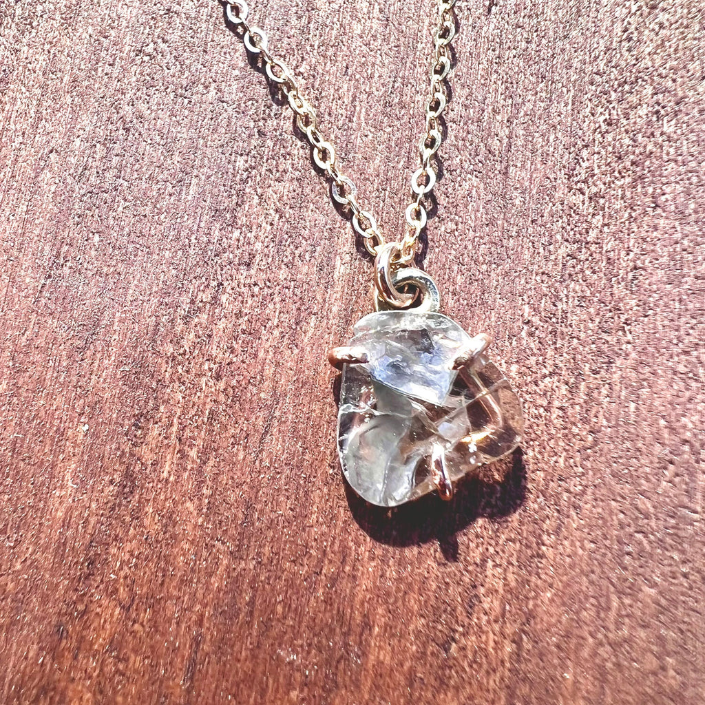 Diamond Necklace - Salt and Pepper Diamond Slice Necklace - April Birthstone