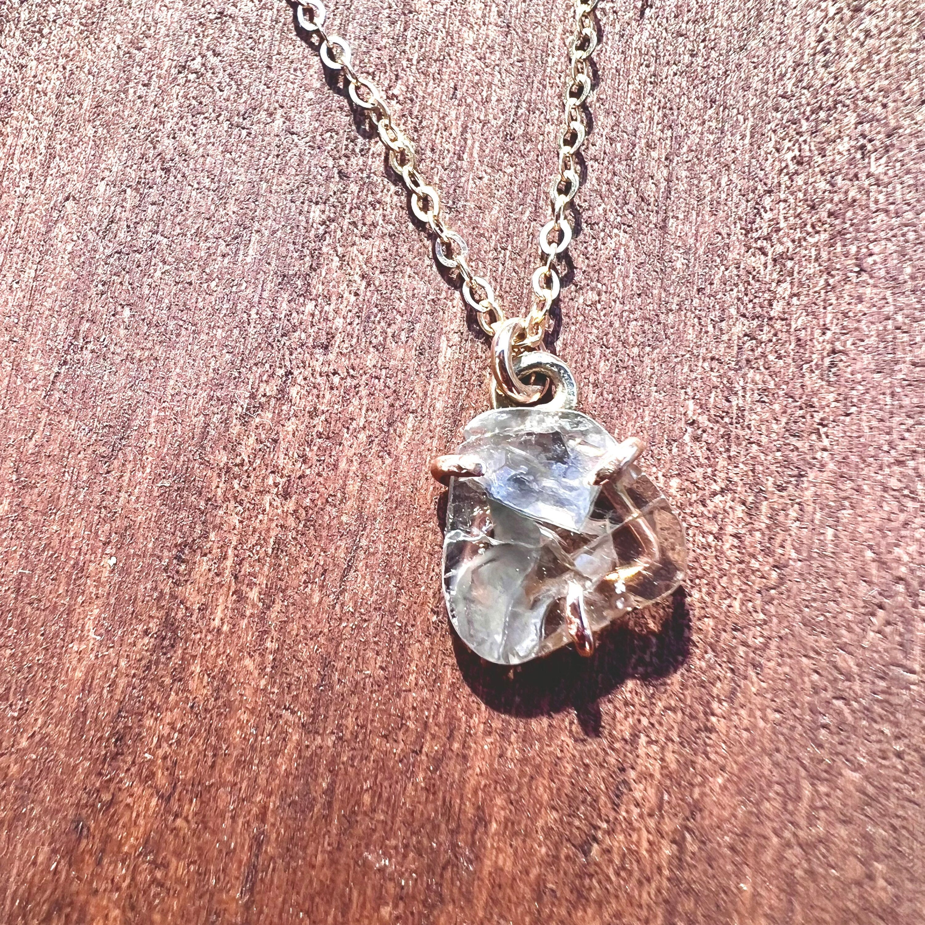 Diamond Necklace - Salt and Pepper Diamond Slice Necklace - April Birthstone