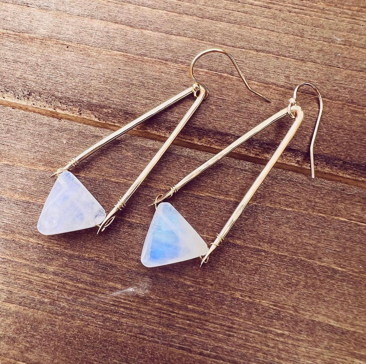 Rainbow Moonstone Dangle Earrings