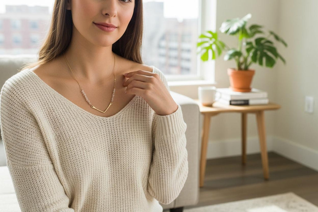 Herkimer Diamond Chevron Necklace