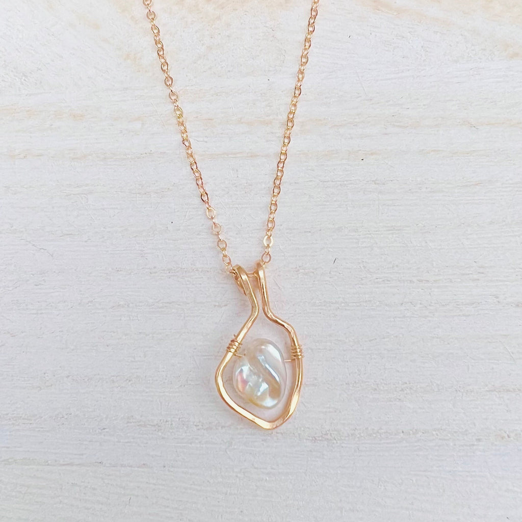 Keshi Pearl Necklace Framed Floating Pearl Necklace