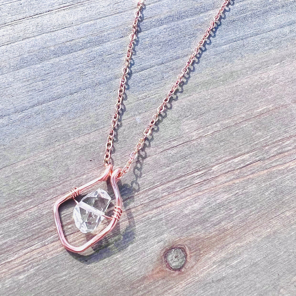 Herkimer Diamond Necklace Framed Floating Diamond Necklace