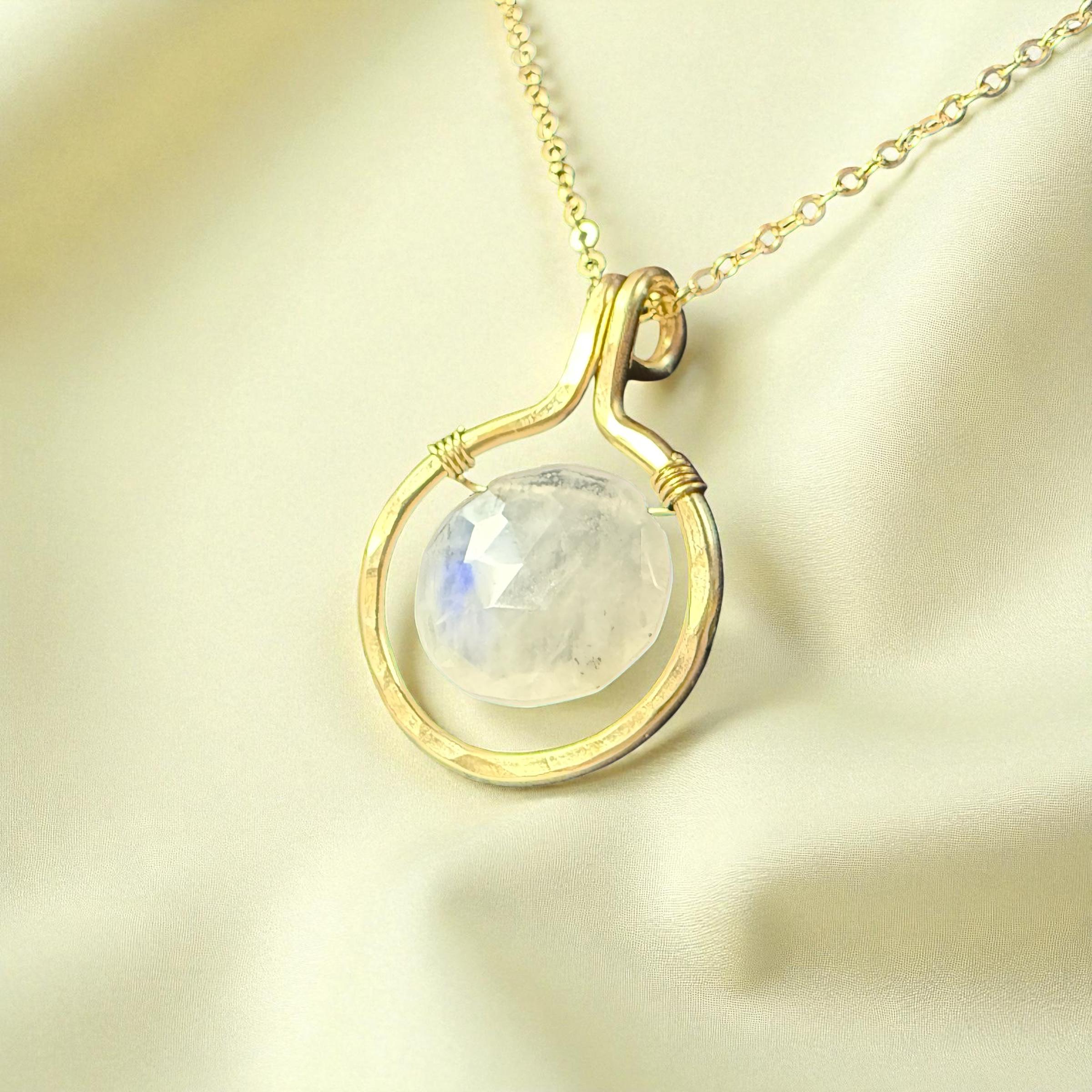 Framed Round Moonstone Necklace