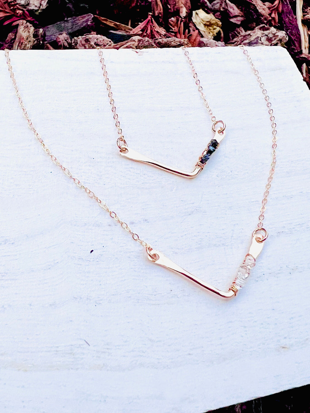 Simple Black Diamond Chevron Necklace