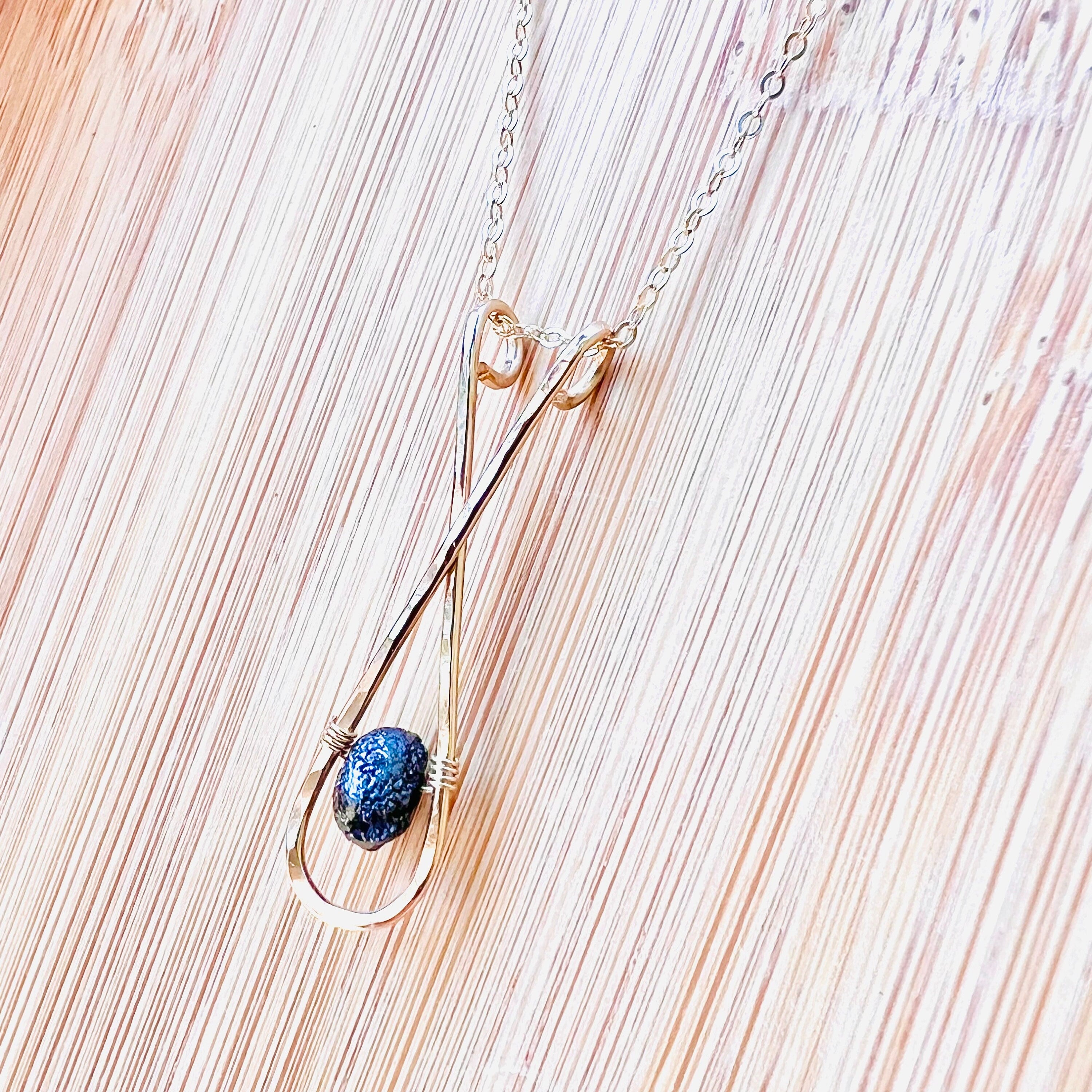 Raw Black Diamond Crossed Necklace