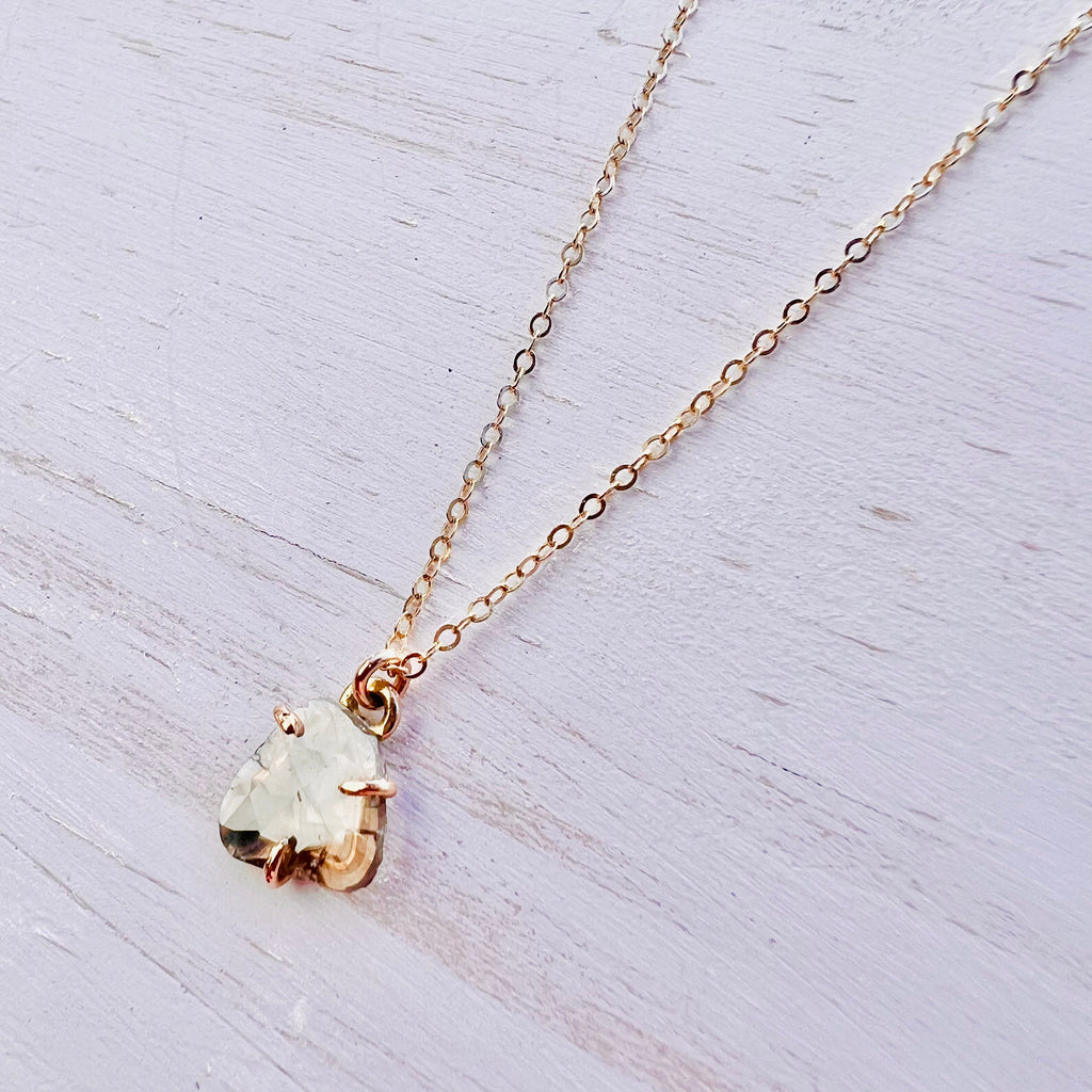 Diamond Necklace - Salt and Pepper Diamond Slice Necklace - April Birthstone