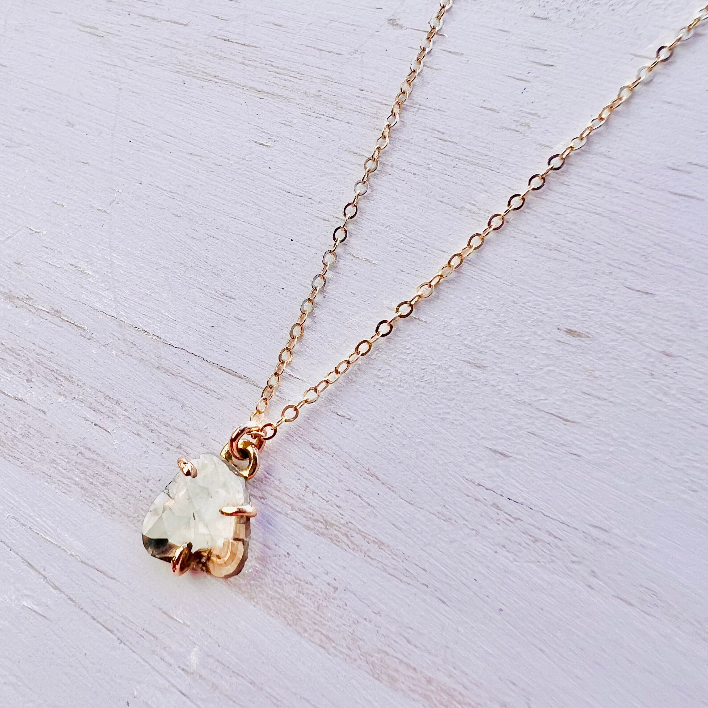 Diamond Necklace - Salt and Pepper Diamond Slice Necklace - April Birthstone