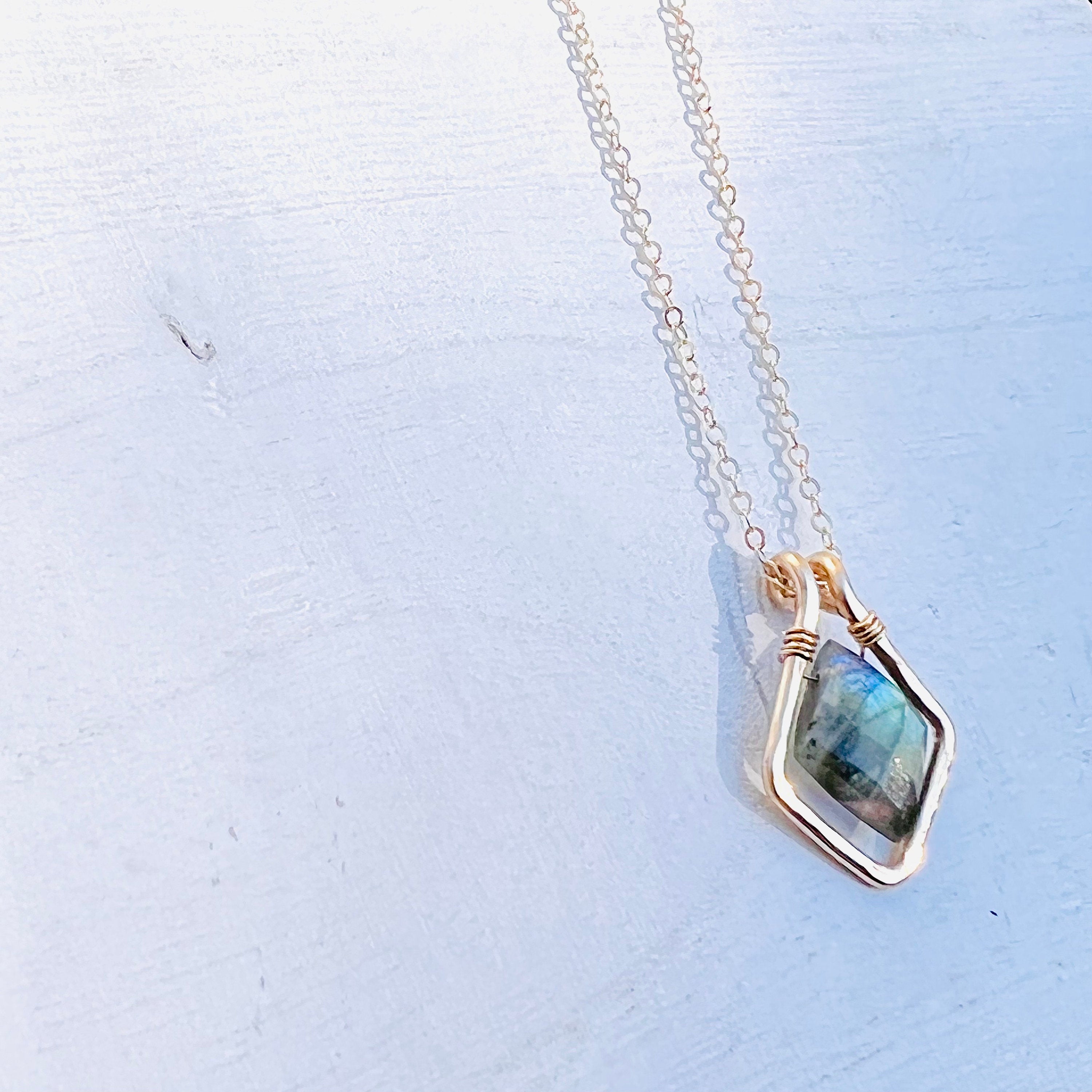 Framed Labradorite Diamond Necklace