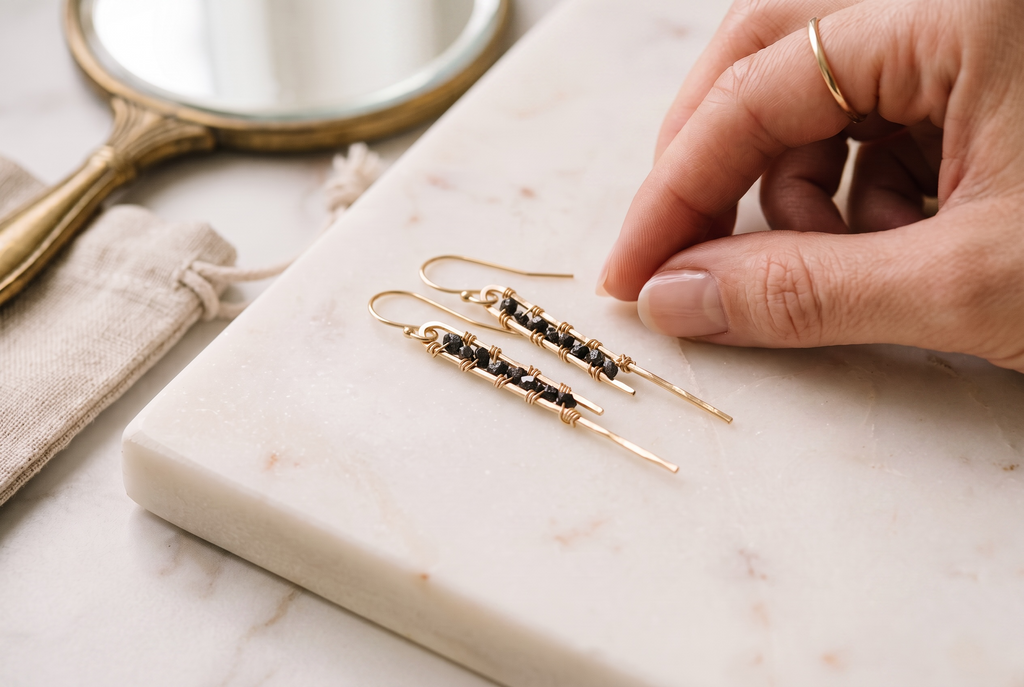 Raw Black Diamond Earrings