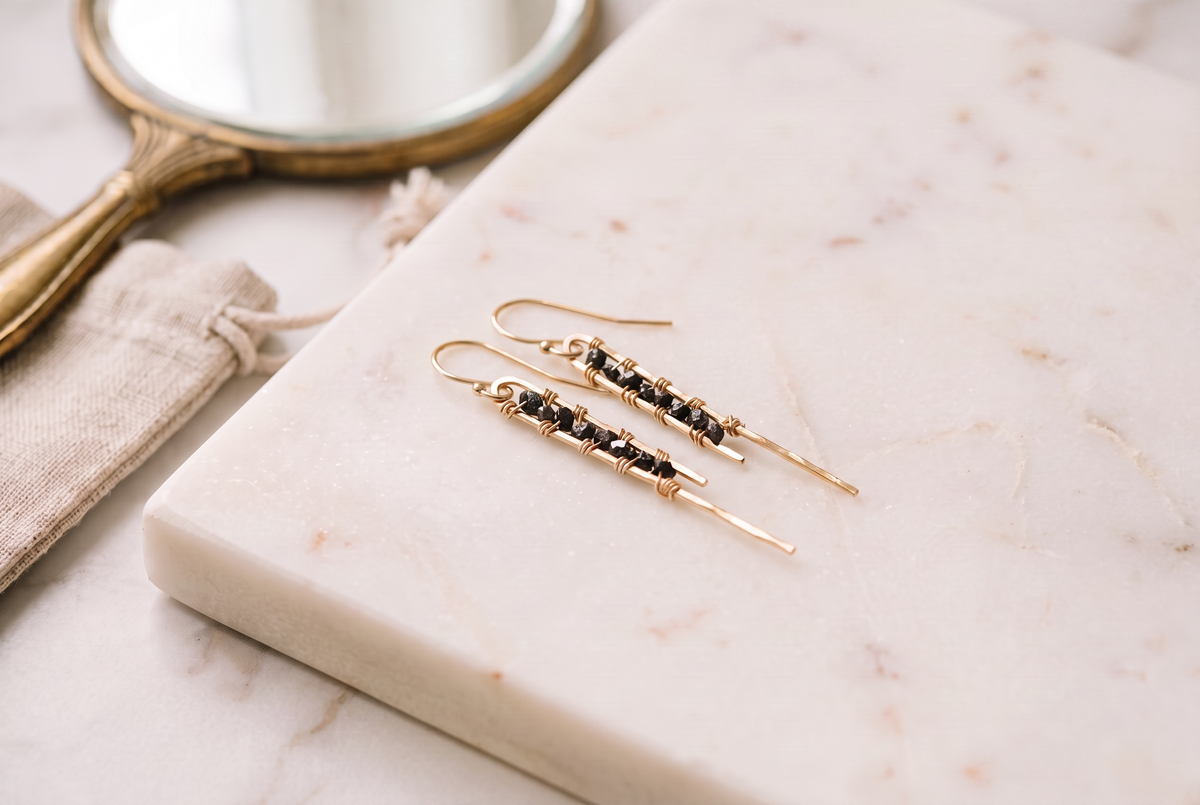 Raw Black Diamond Earrings