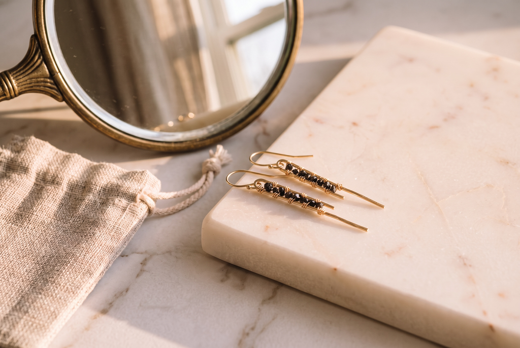 Raw Black Diamond Earrings