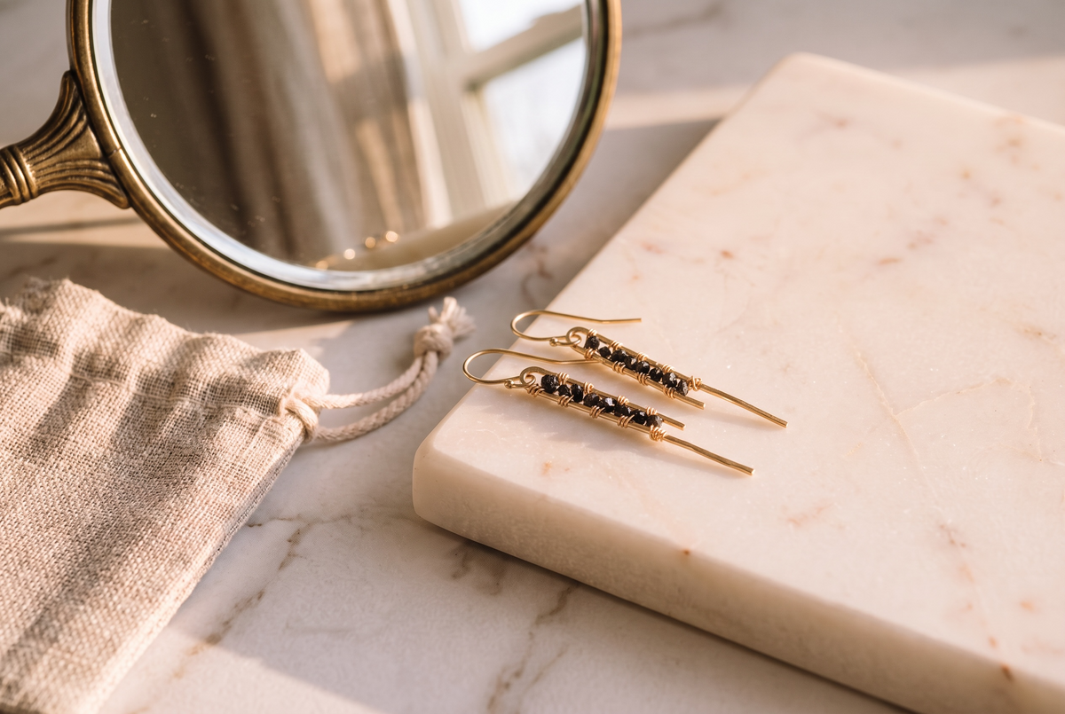 Raw Black Diamond Earrings