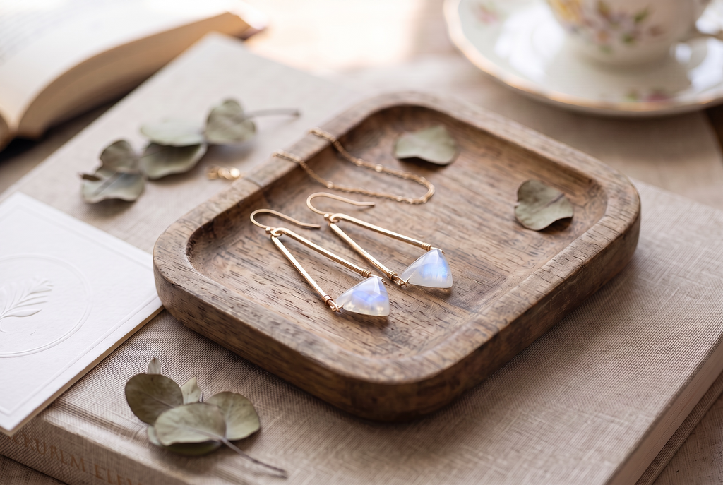 Rainbow Moonstone Dangle Earrings