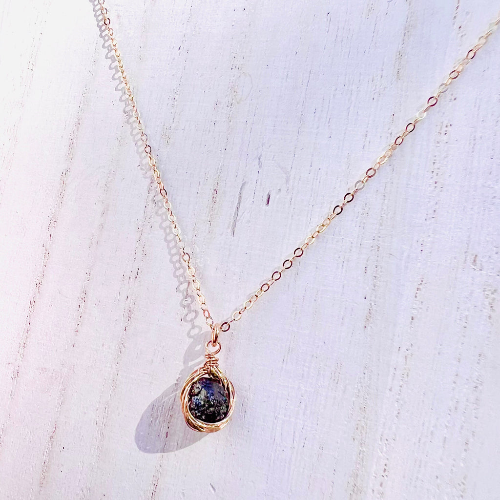 Raw Black Diamond Wrapped Necklace