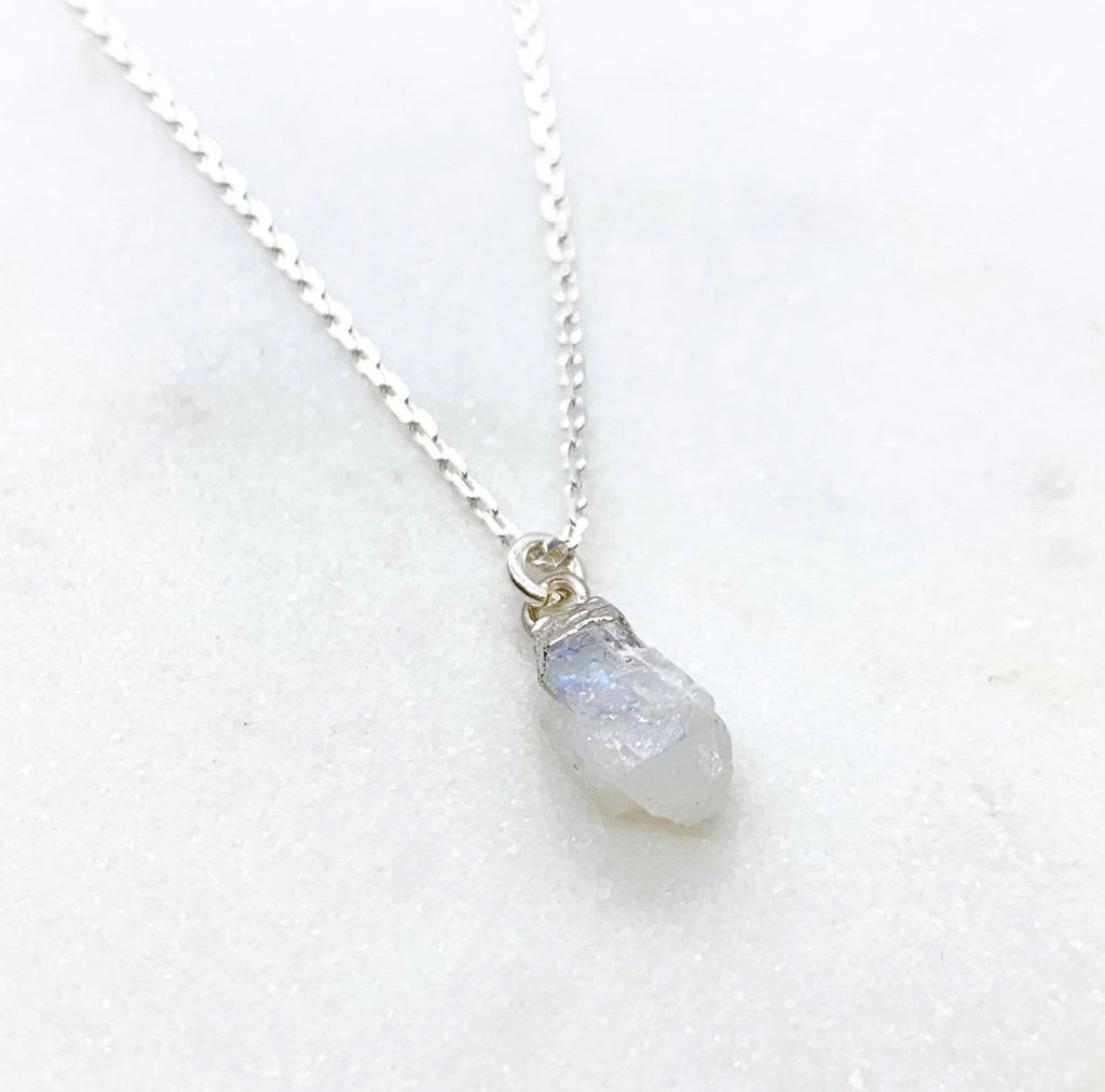 Raw Rainbow Moonstone Necklace