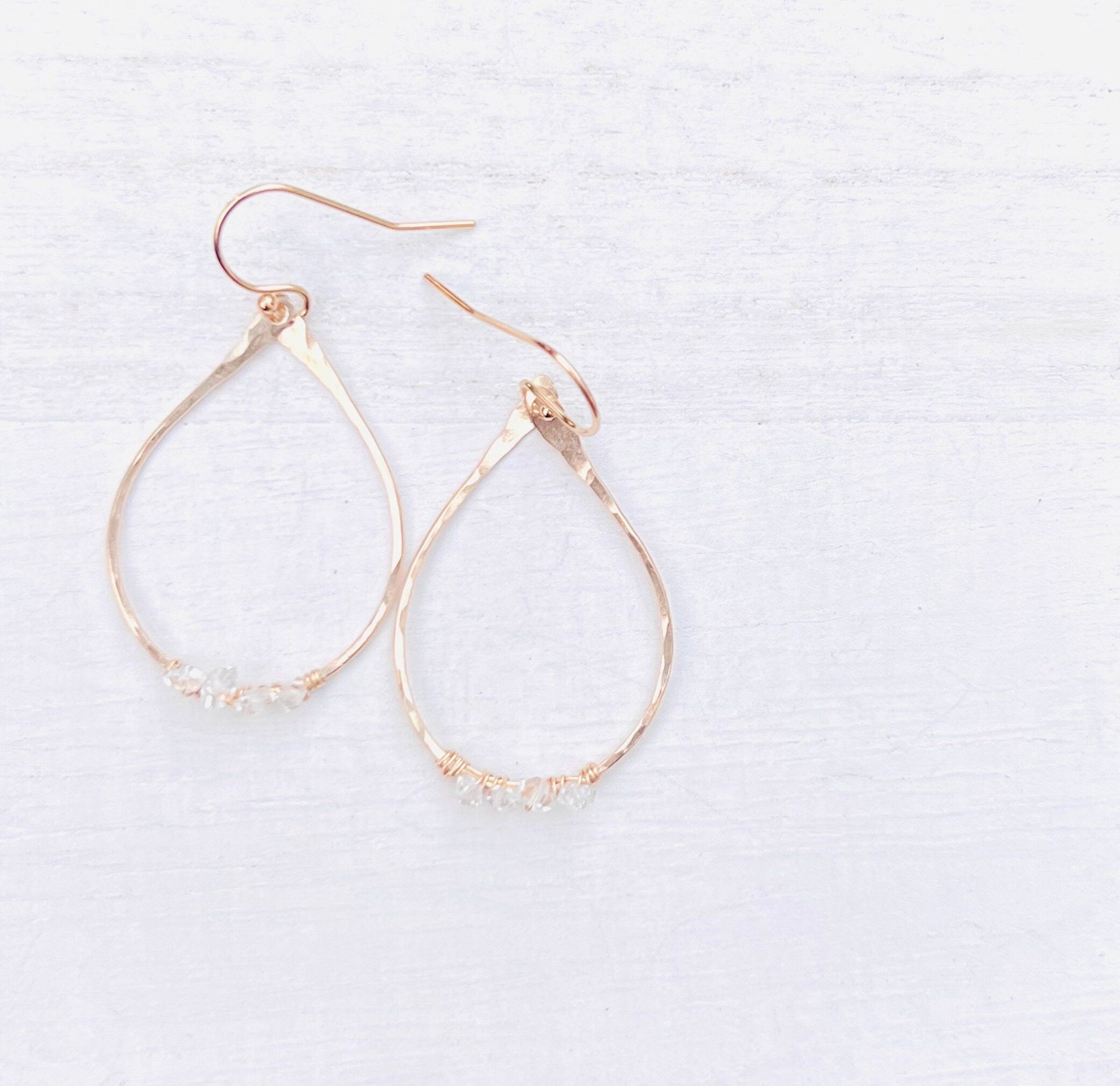 Raw Herkimer Diamond Hoop Earrings