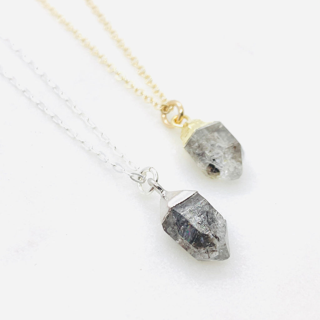 Raw Rough Cut Herkimer Diamond Necklace April Birthstone
