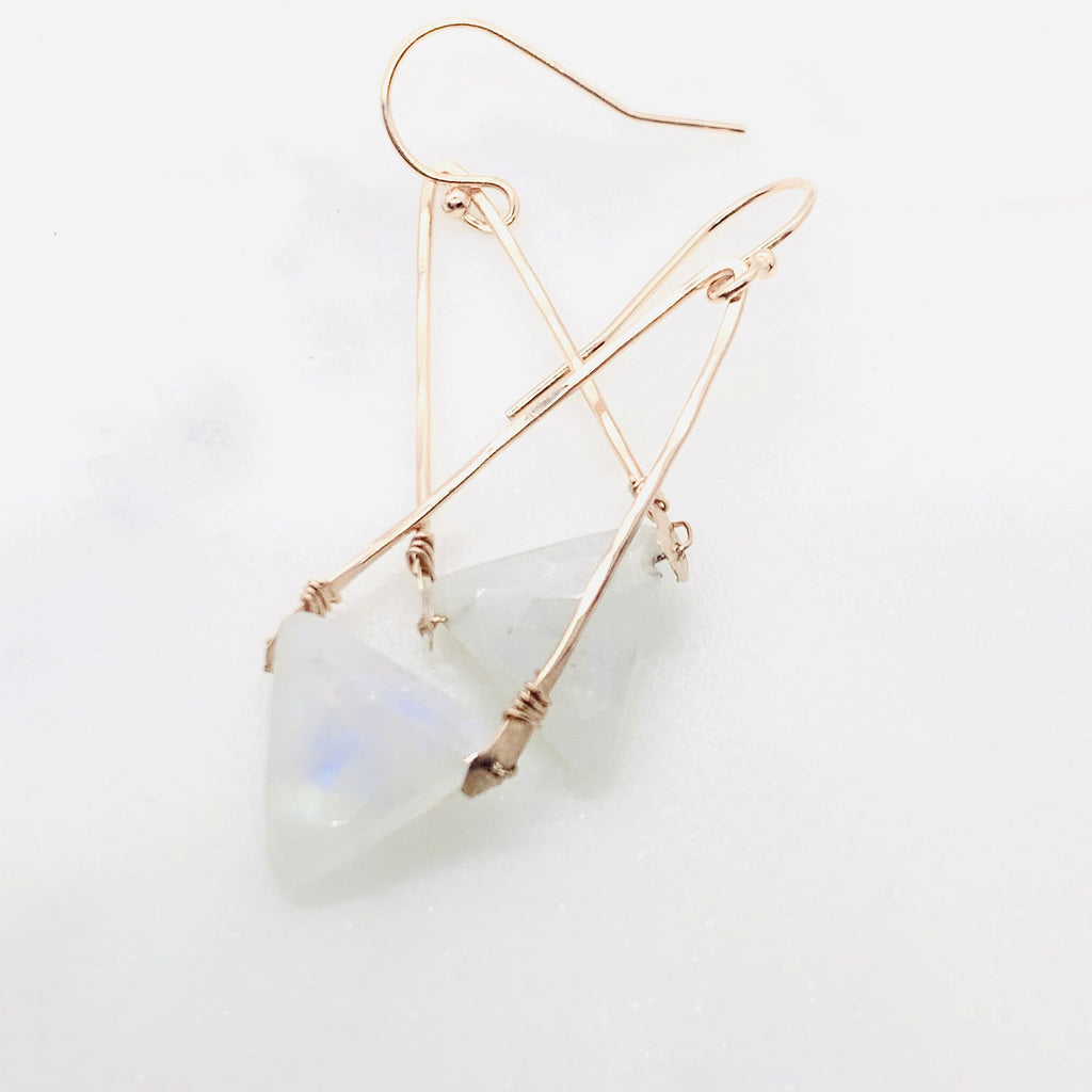 Rainbow Moonstone Dangle Earrings