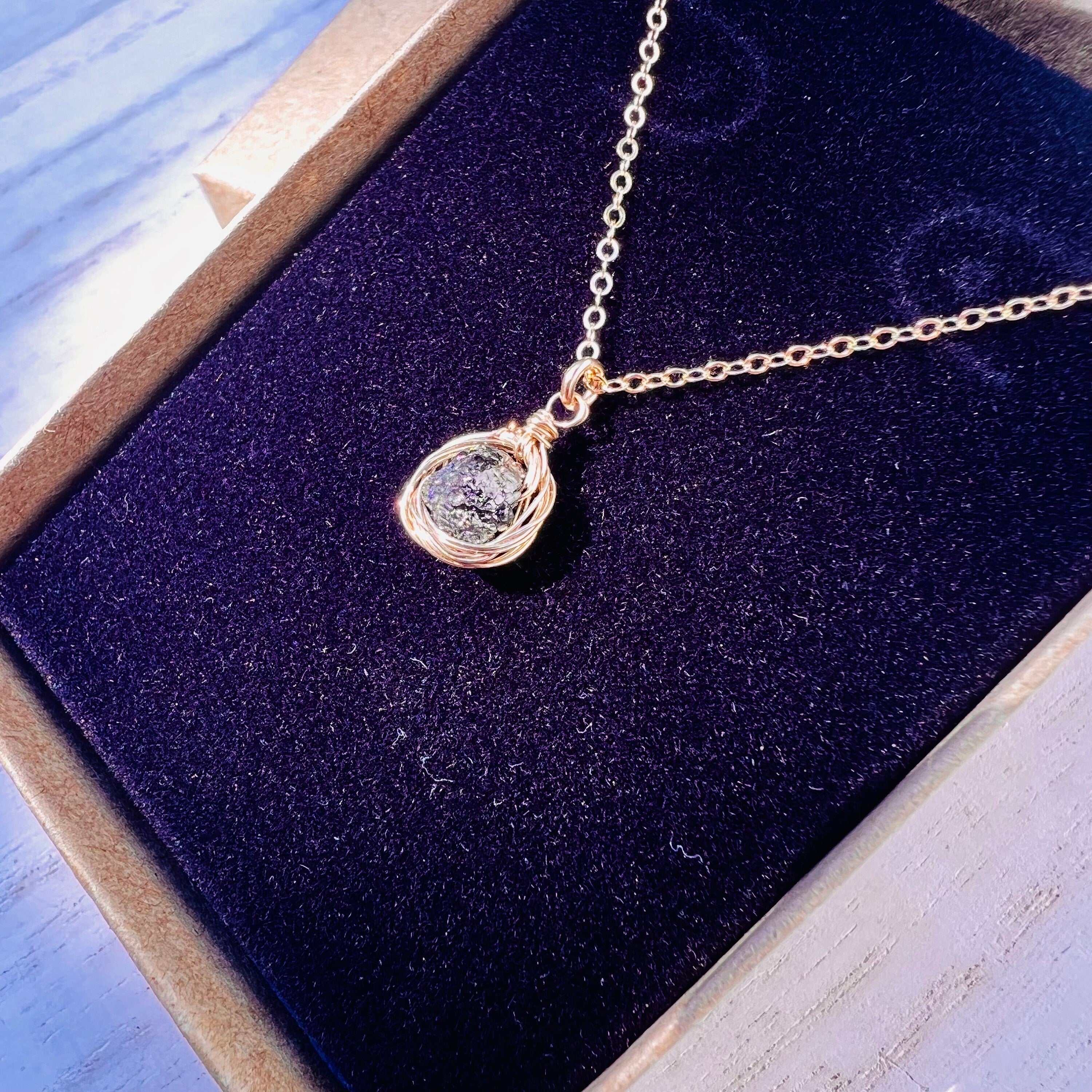Raw Black Diamond Wrapped Necklace