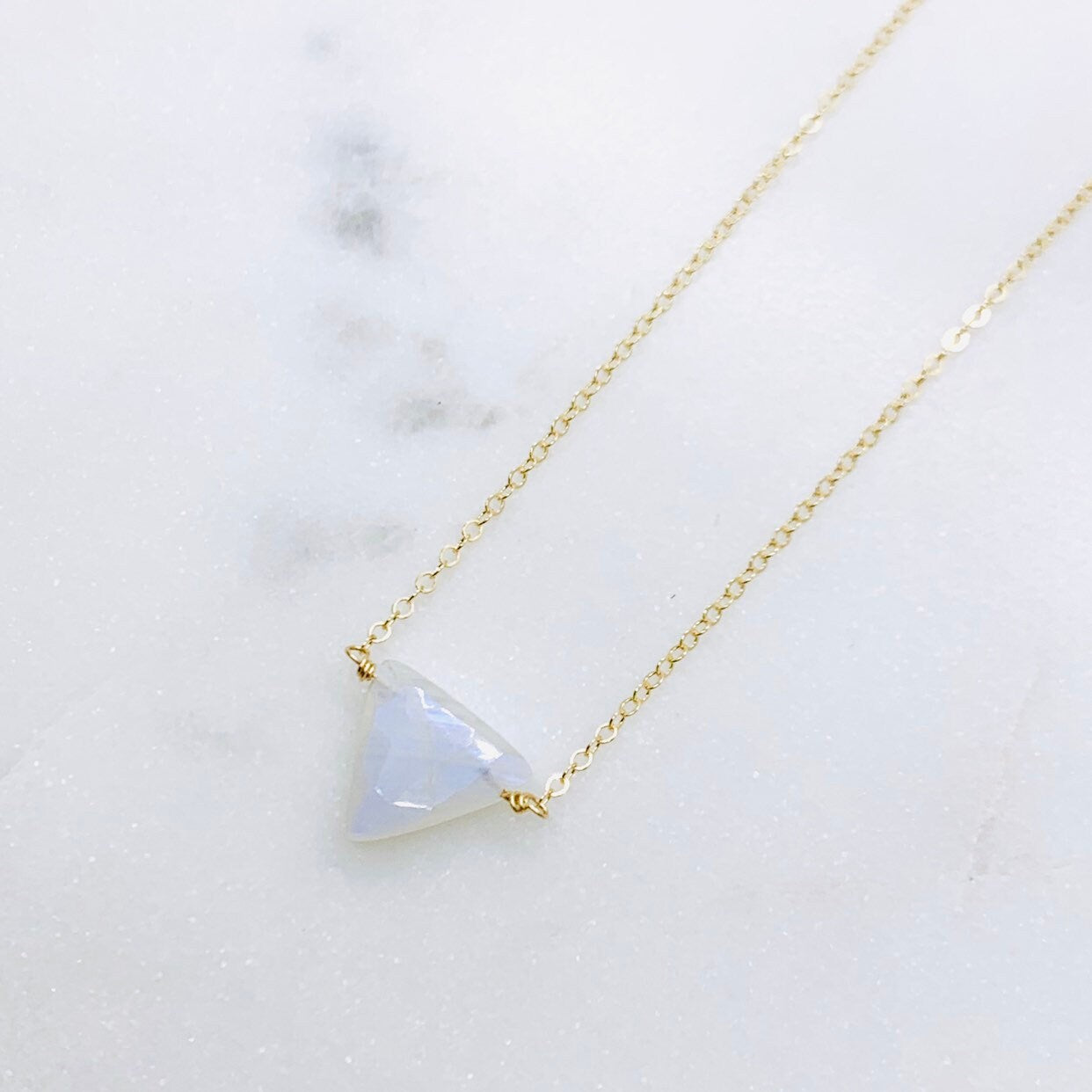 Rainbow Moonstone Necklace - Simple Triangle