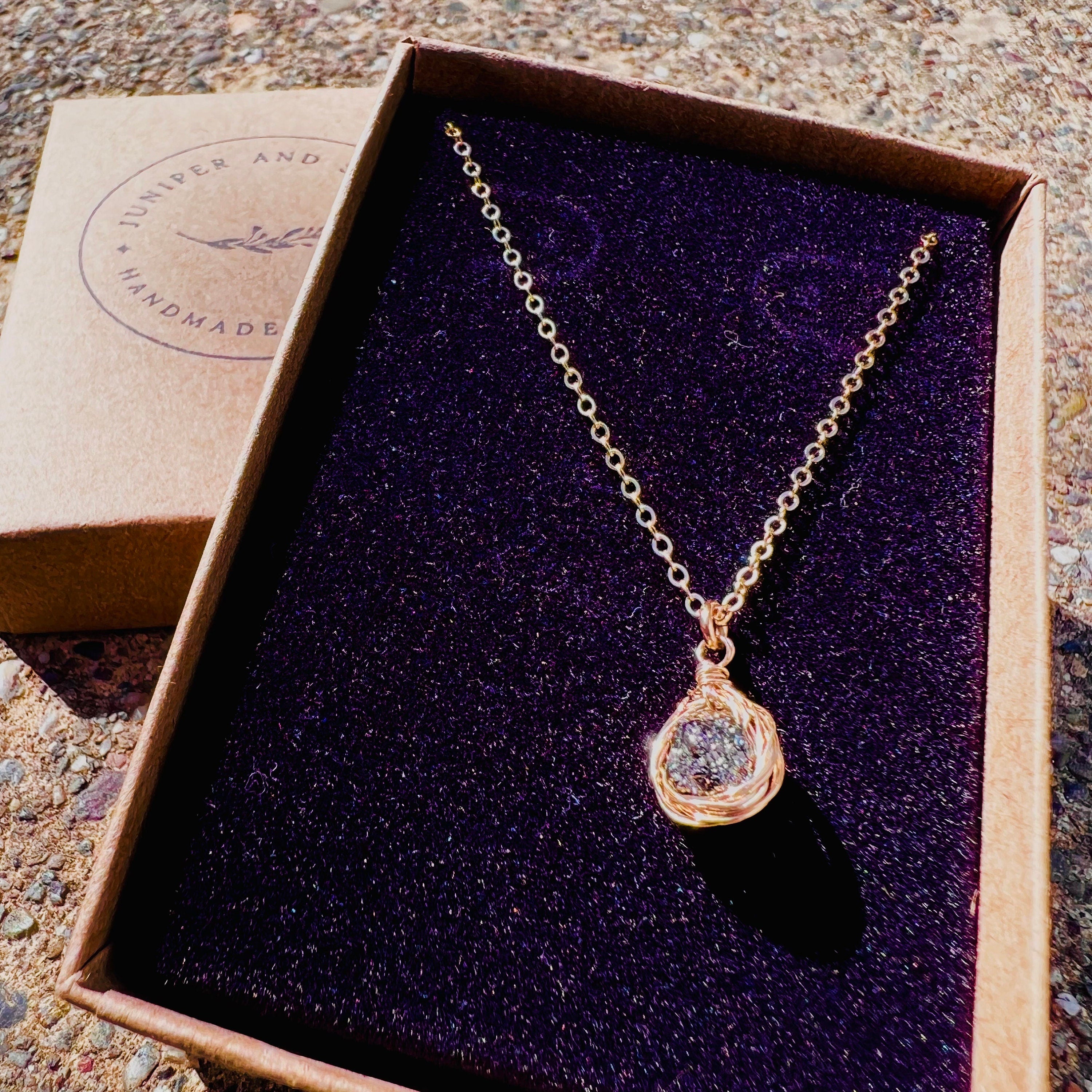 Raw Black Diamond Wrapped Necklace