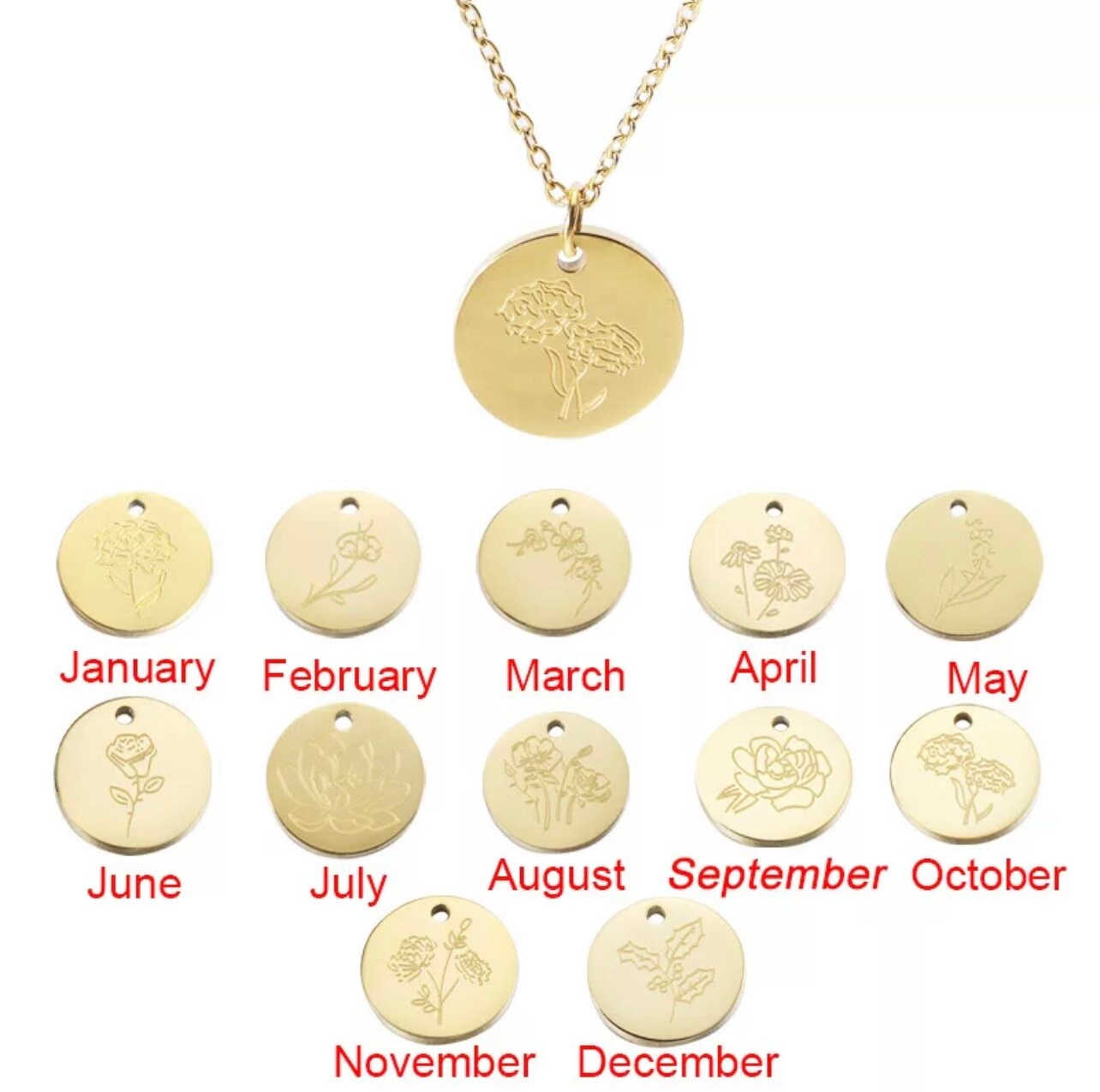Birth Month Flower Necklace