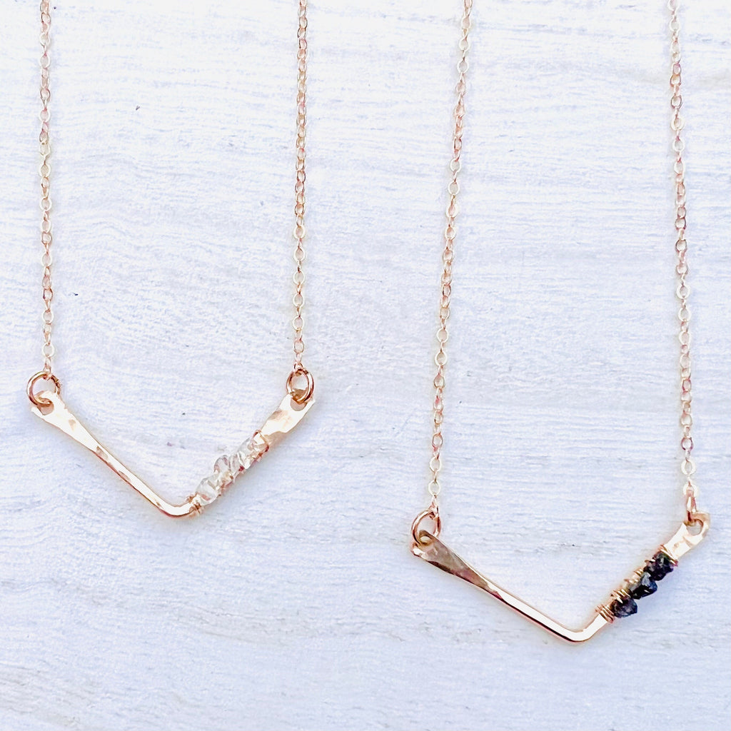 Simple Black Diamond Chevron Necklace