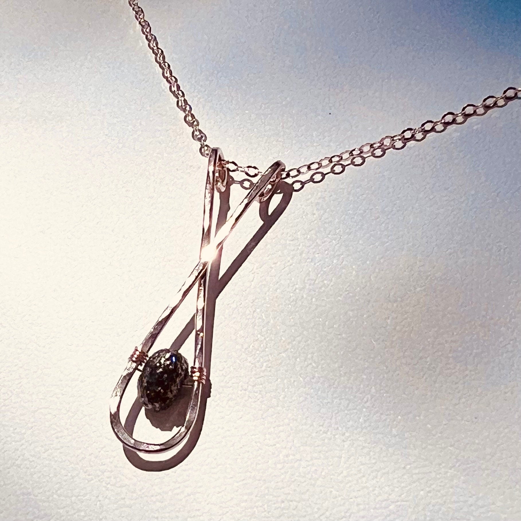 Raw Black Diamond Crossed Necklace