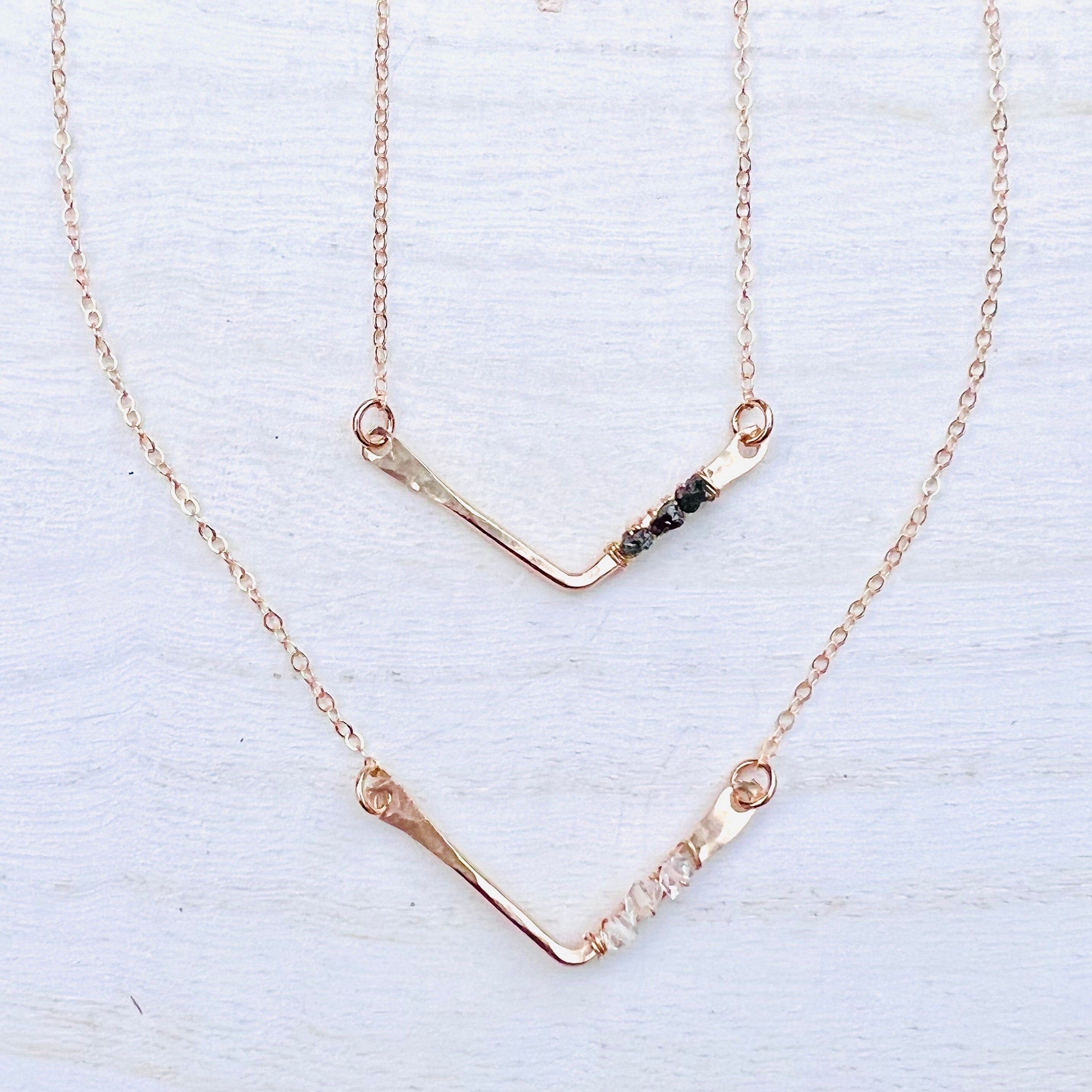 Simple Herkimer Diamond Chevron Necklace