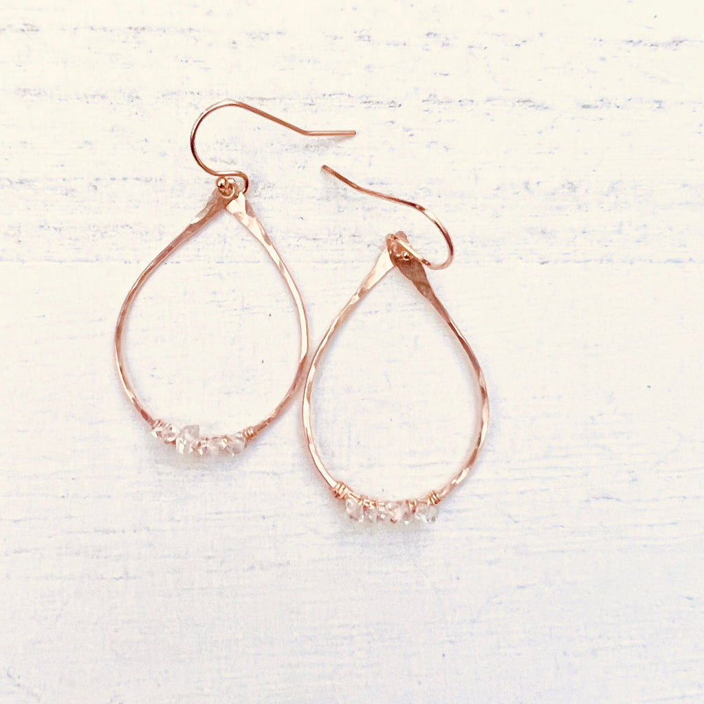 Raw Herkimer Diamond Hoop Earrings