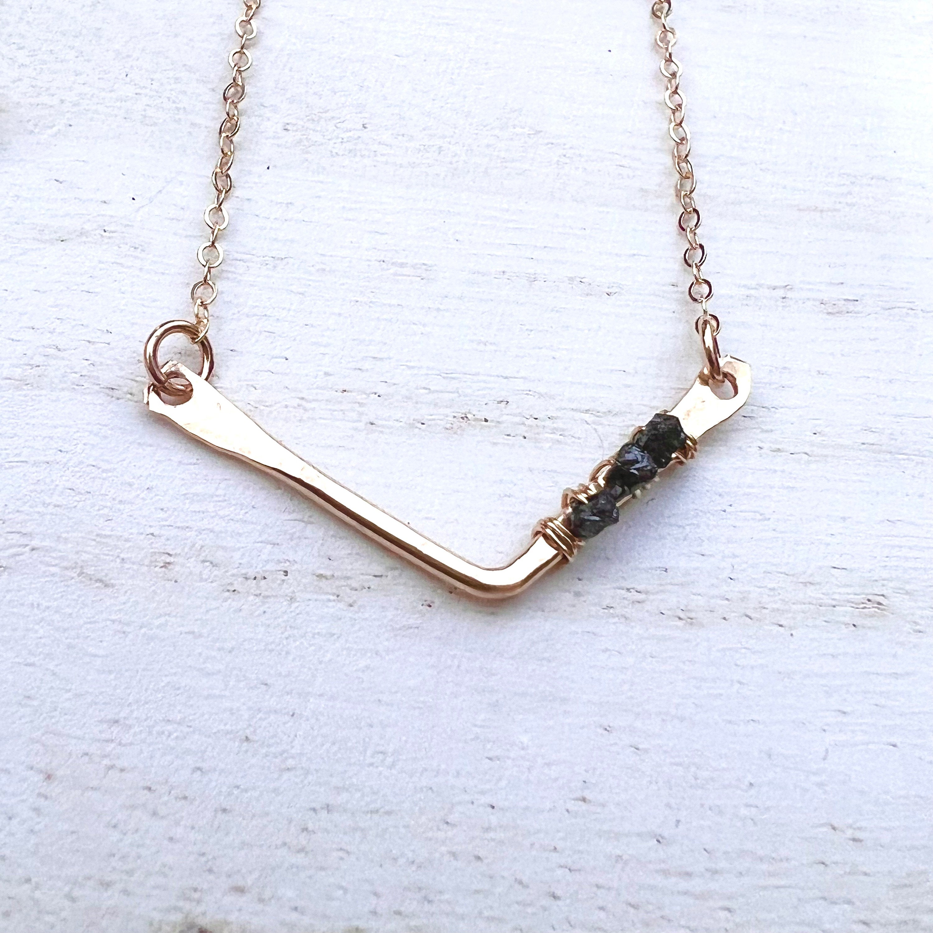 Simple Black Diamond Chevron Necklace