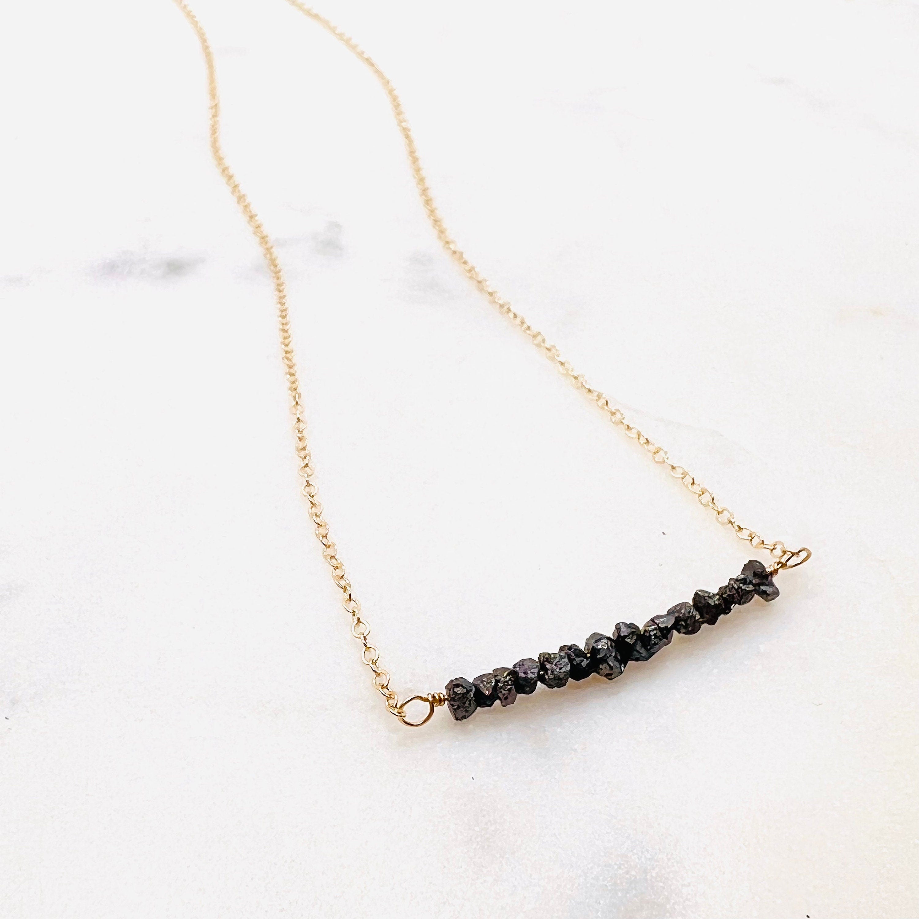 Raw Black Diamond Dainty Necklac
